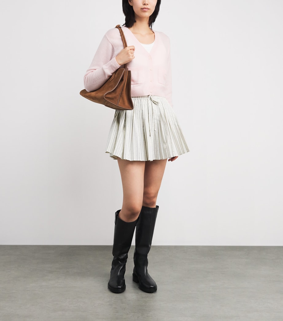 Sandro Paris Womens Wool-Cashmere Cropped Cardigan Light Pink Image 2