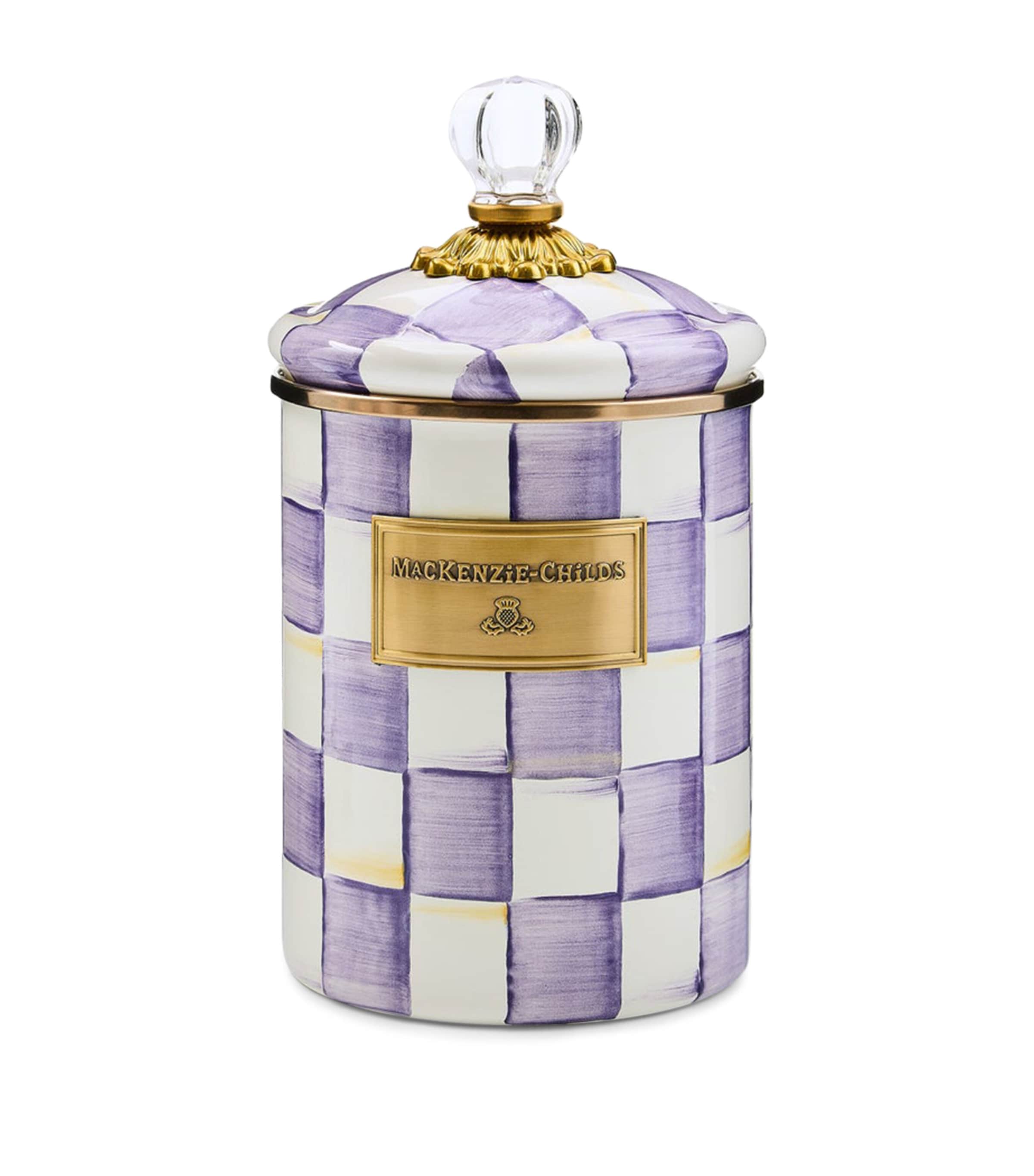 MacKenzie-Childs Medium Violet Check Canister (21.5cm) Violet Image 1
