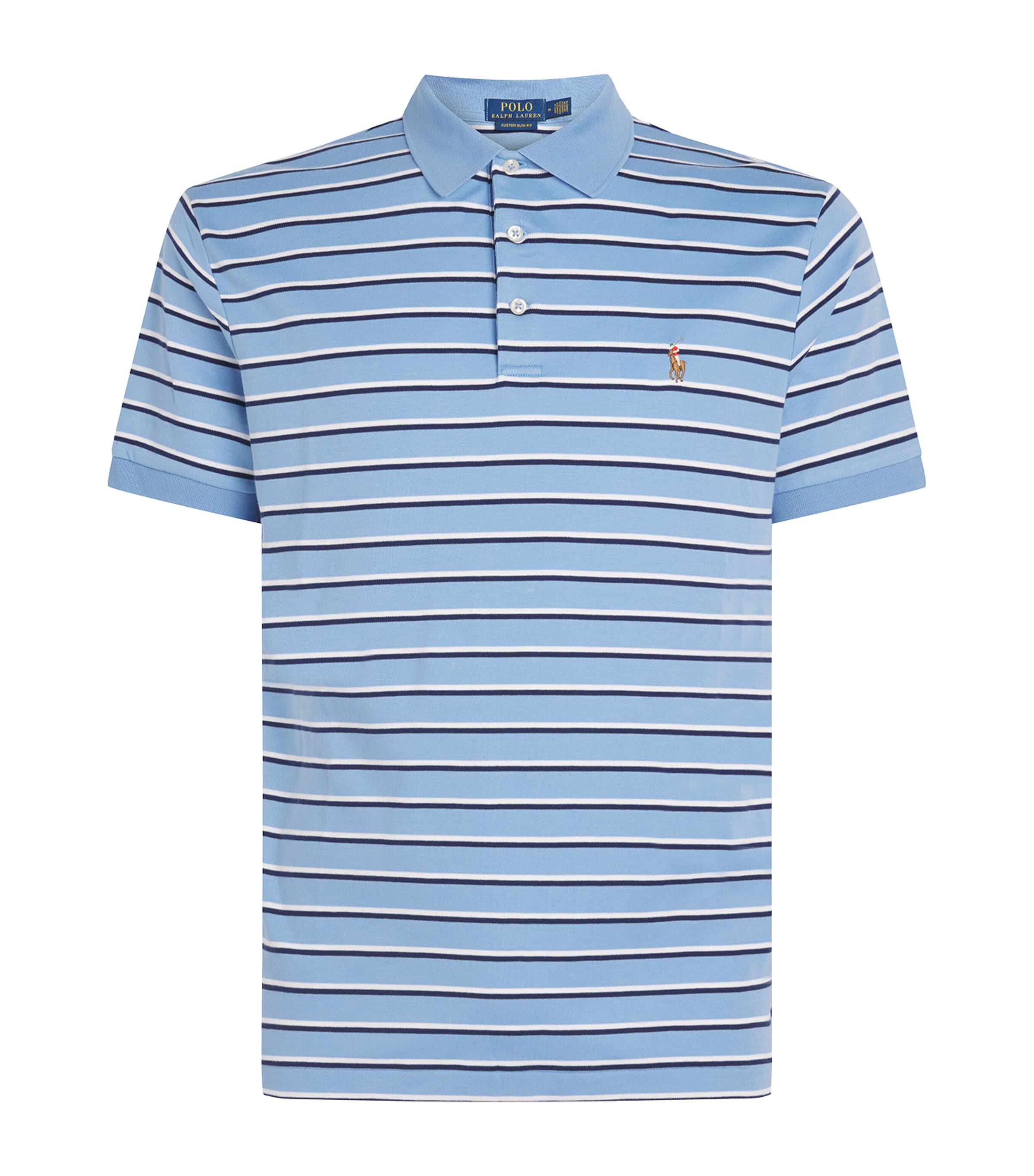 Pima Cotton Stripe Slim Polo Shirt SKY BLUE MULTI Image 1