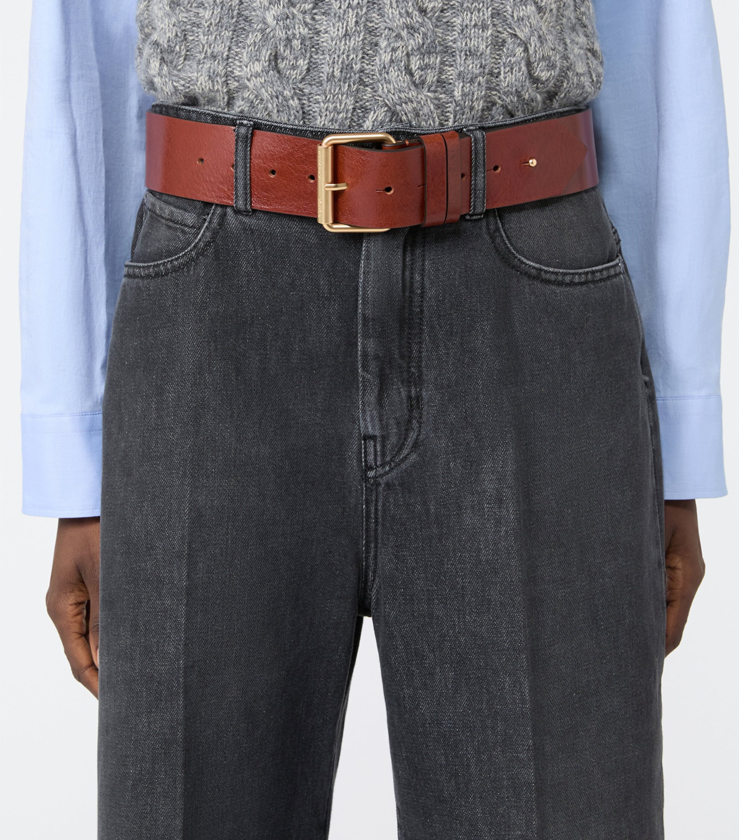 Weekend Max Mara Leather Belt Hazelnut Brown Image 2