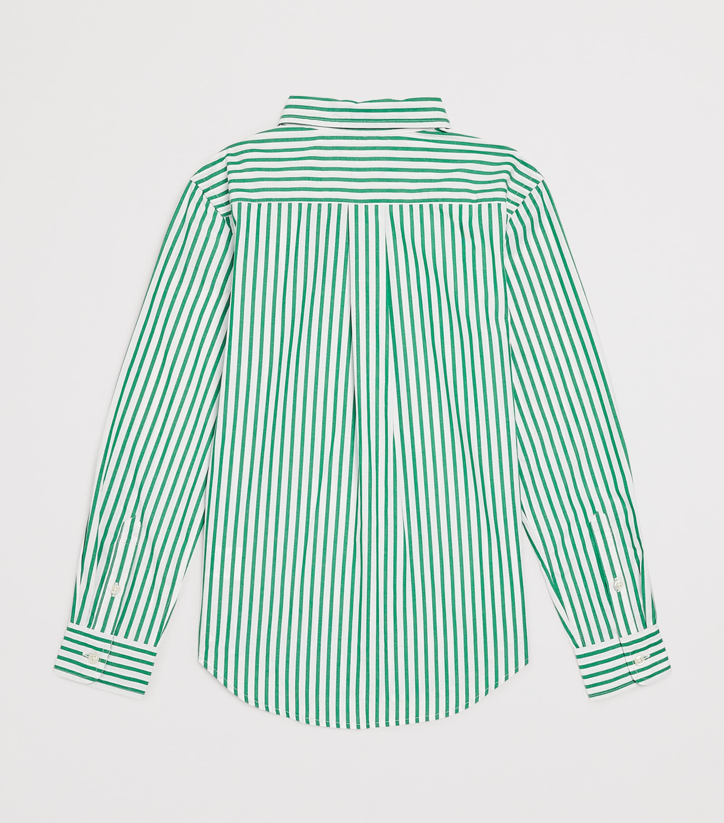 Cotton Poplin Stripe Shirt (6-14 Years) CRGRN/WHIT Image 2