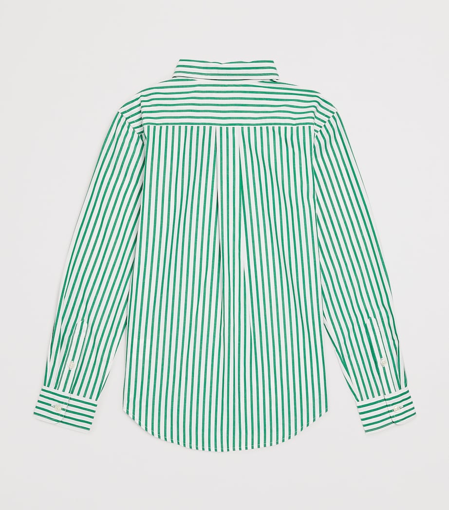 Cotton Poplin Stripe Shirt (6-14 Years) CRGRN/WHIT Image 2