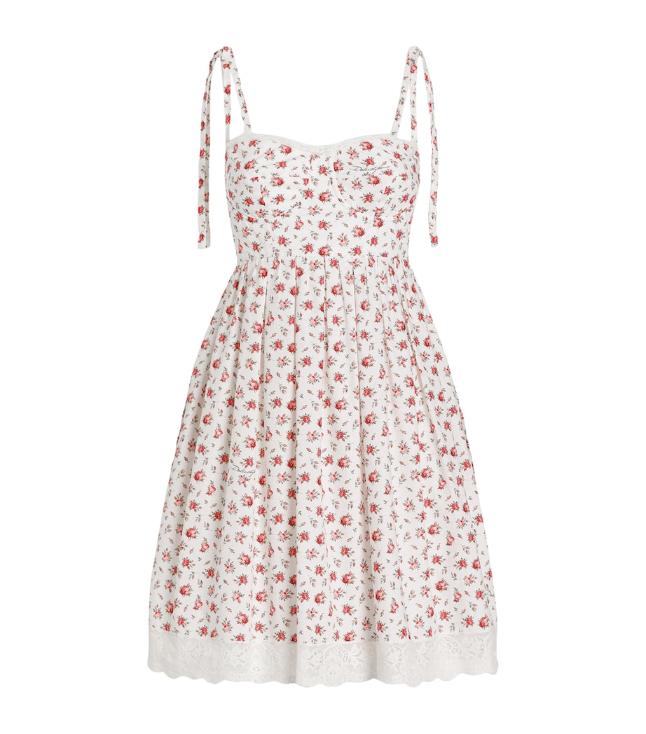 Dolce&Gabbana Womens Cotton-Blend Floral Sleeveless Midi Dress Rose Image 1