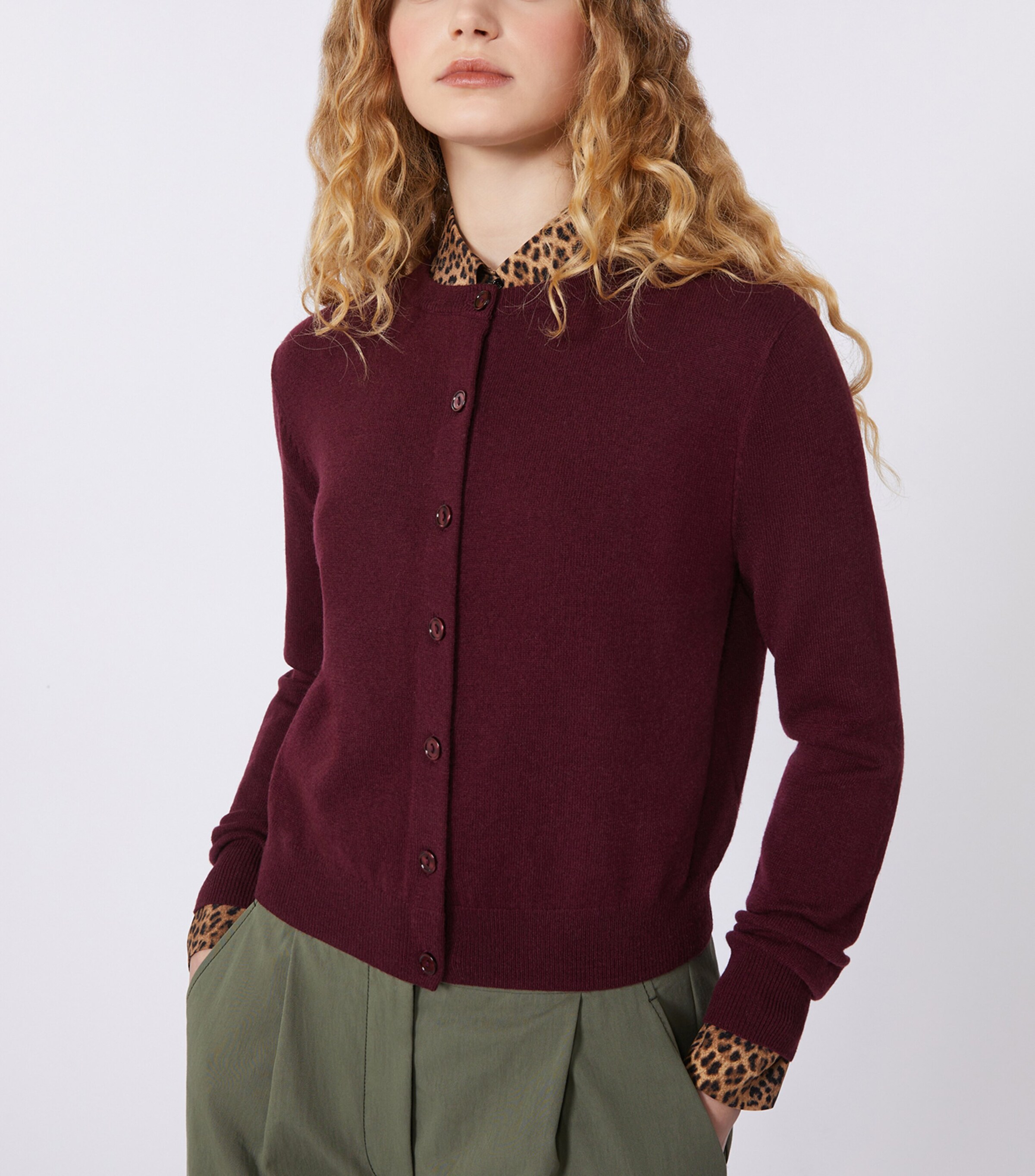 Weekend Max Mara Womens Wool-Cashmere Cardigan Bordeaux Image 5