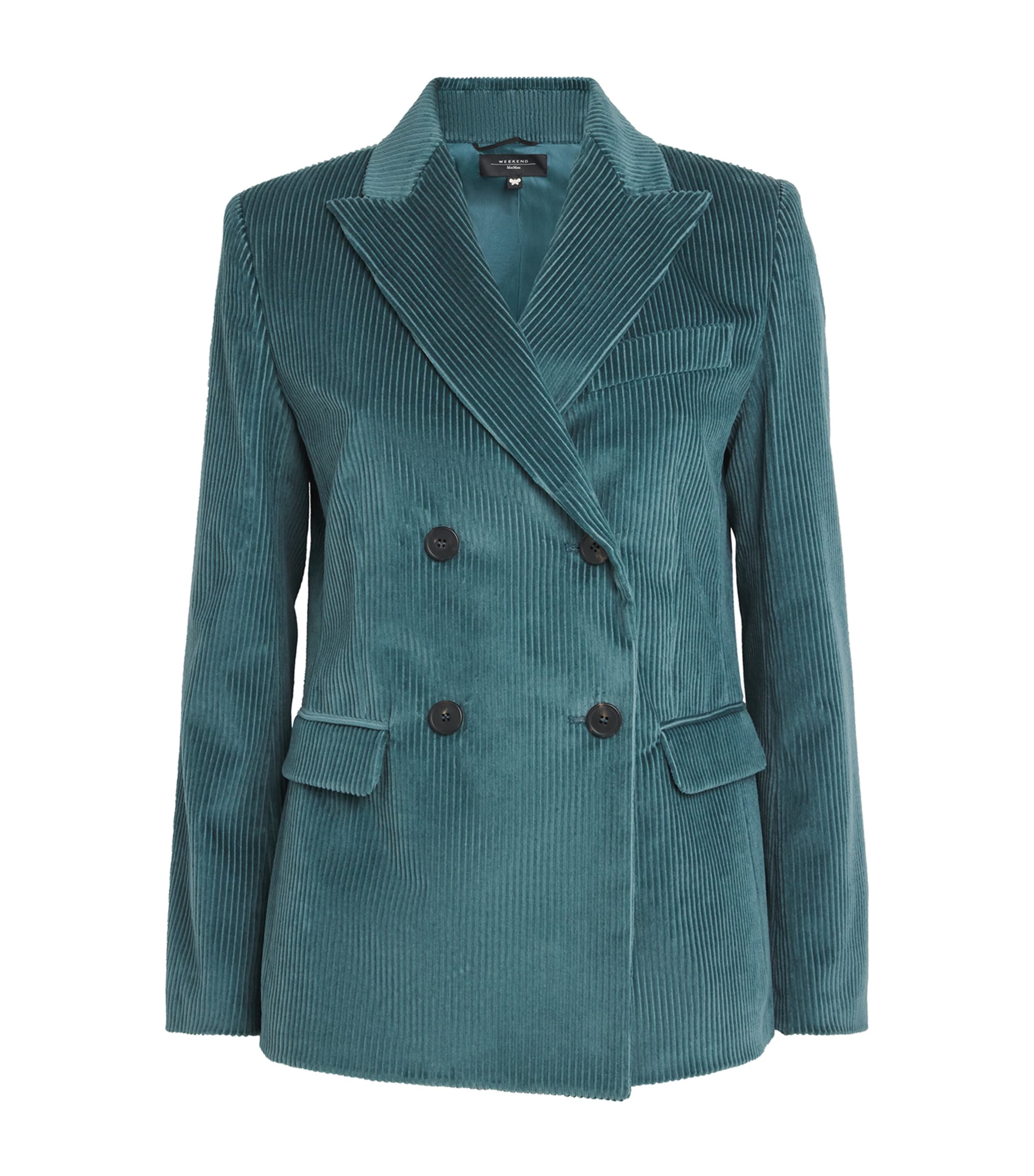 Weekend Max Mara Omens Oil Katanga Double-breasted Cotton-corduroy Blazer In Blue