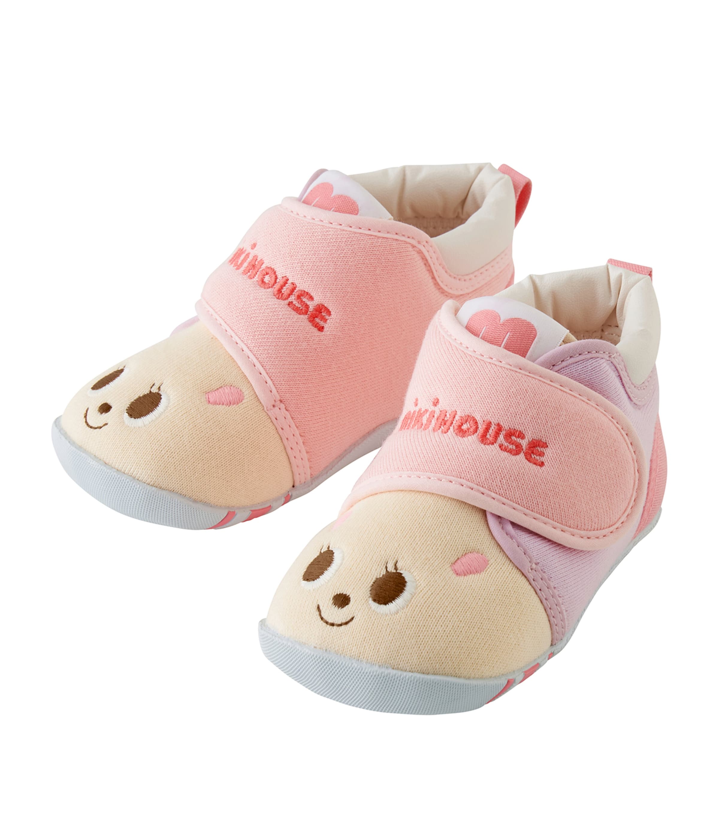 Miki House Kids' Embroidered Velcro Shoes In Pink