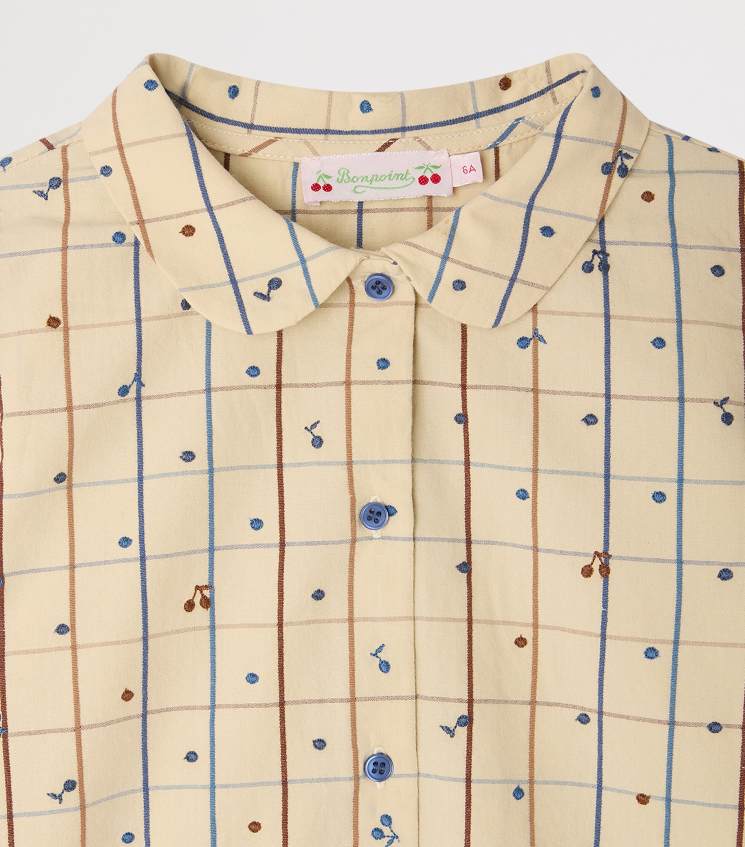 Bonpoint Cotton Check Blouse (4-8 Years) Ca Beige Image 3