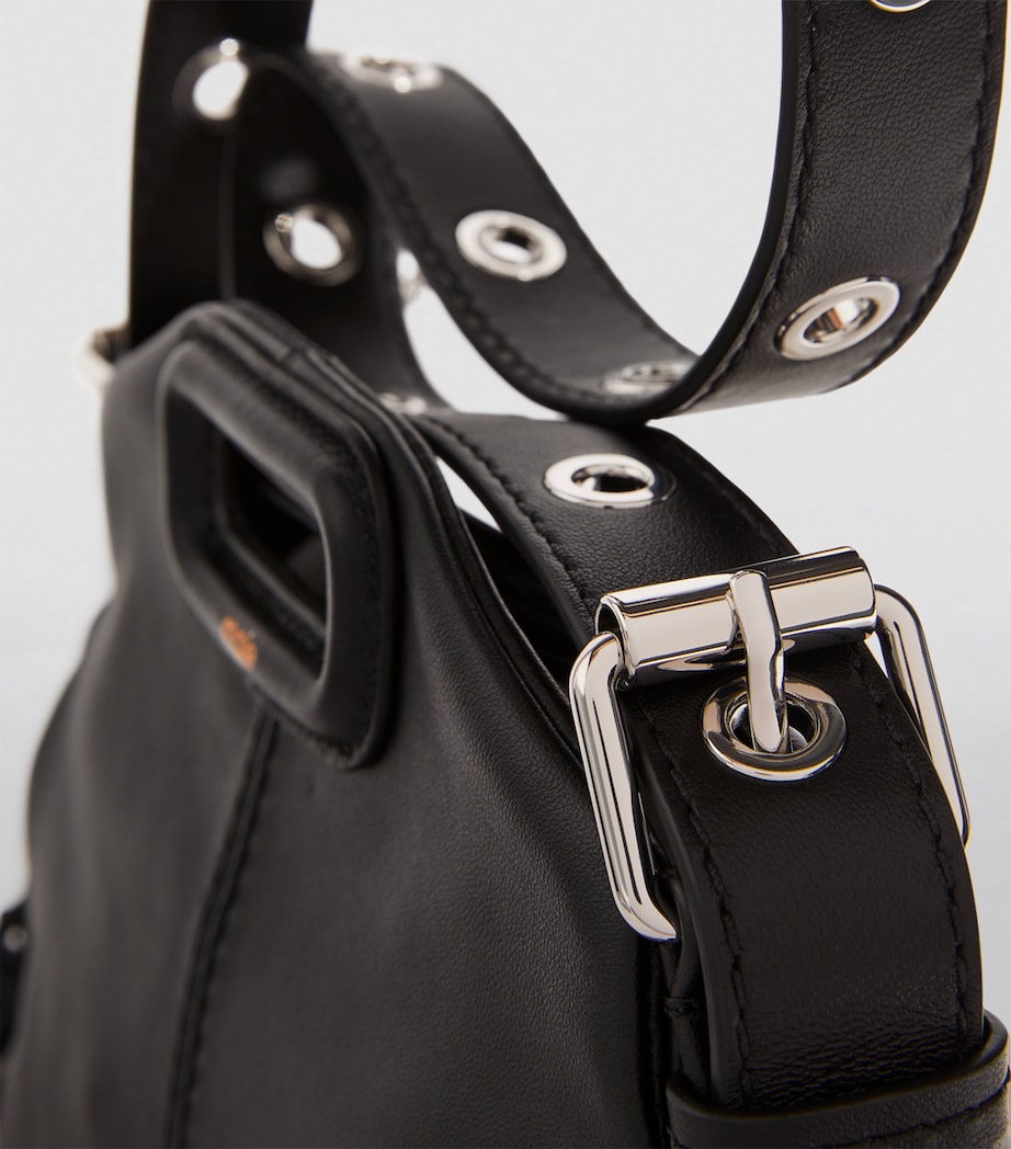 Leather M Top-Handle Bag BLACK Image 3