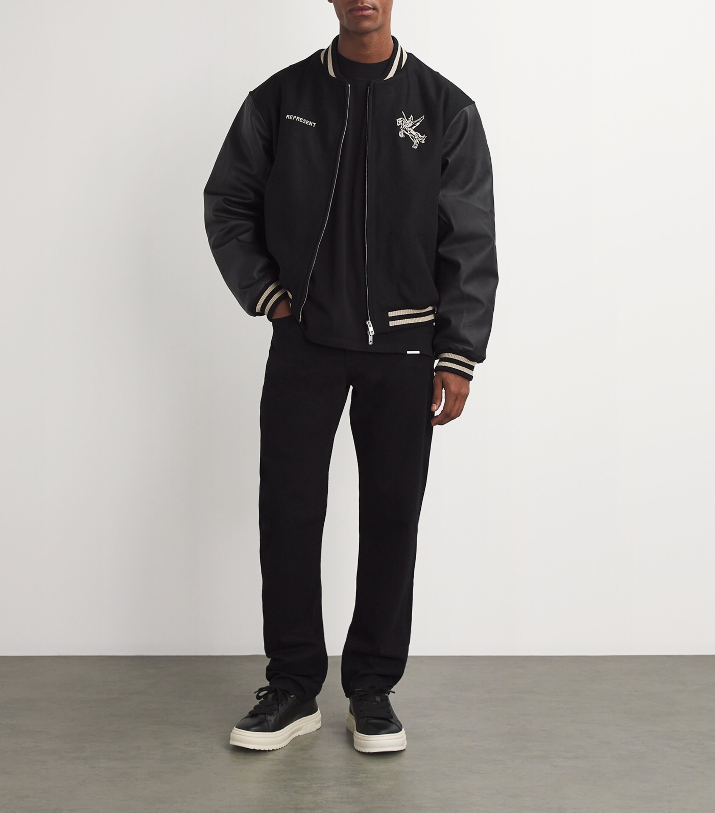 Tumbled Leather HTN Sneakers BLACK Image 5