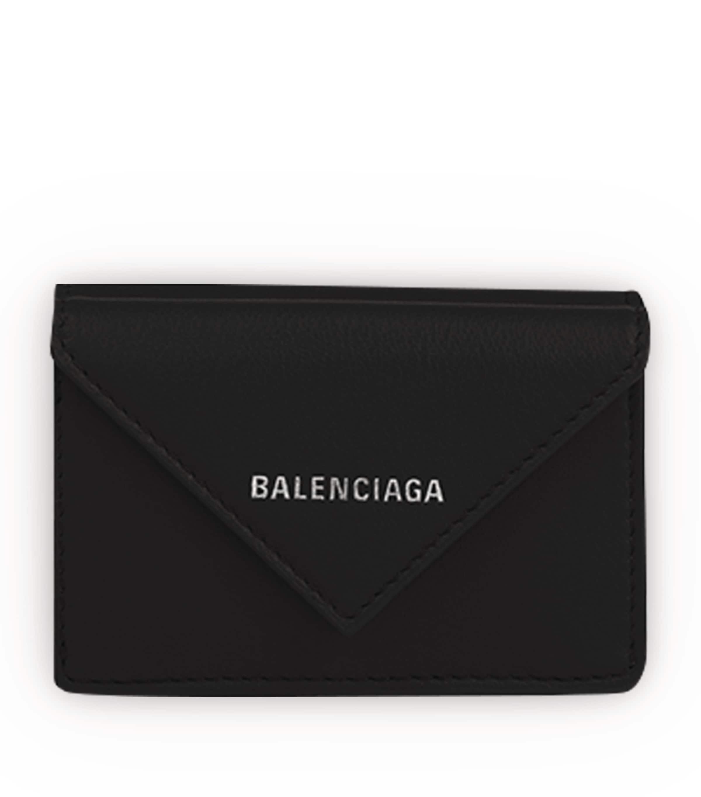 Balenciaga Mini Leather Papier Wallet In Black