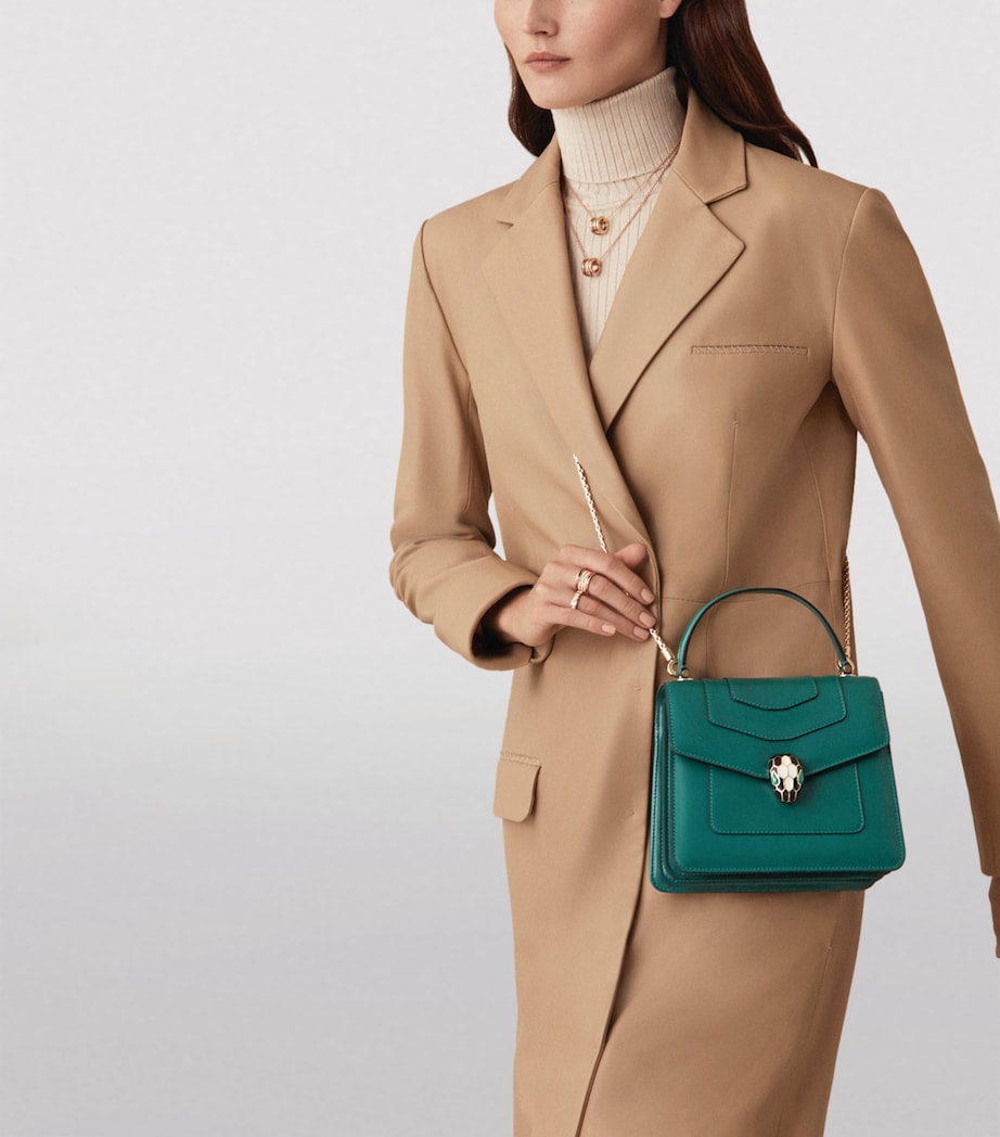 Leather Serpenti Forever Top-Handle Bag GREEN LIGHT Image 6