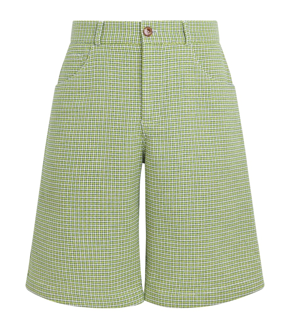 Séfr Mens Houndstooth Nasedo Shorts Soft Green Check Image 1