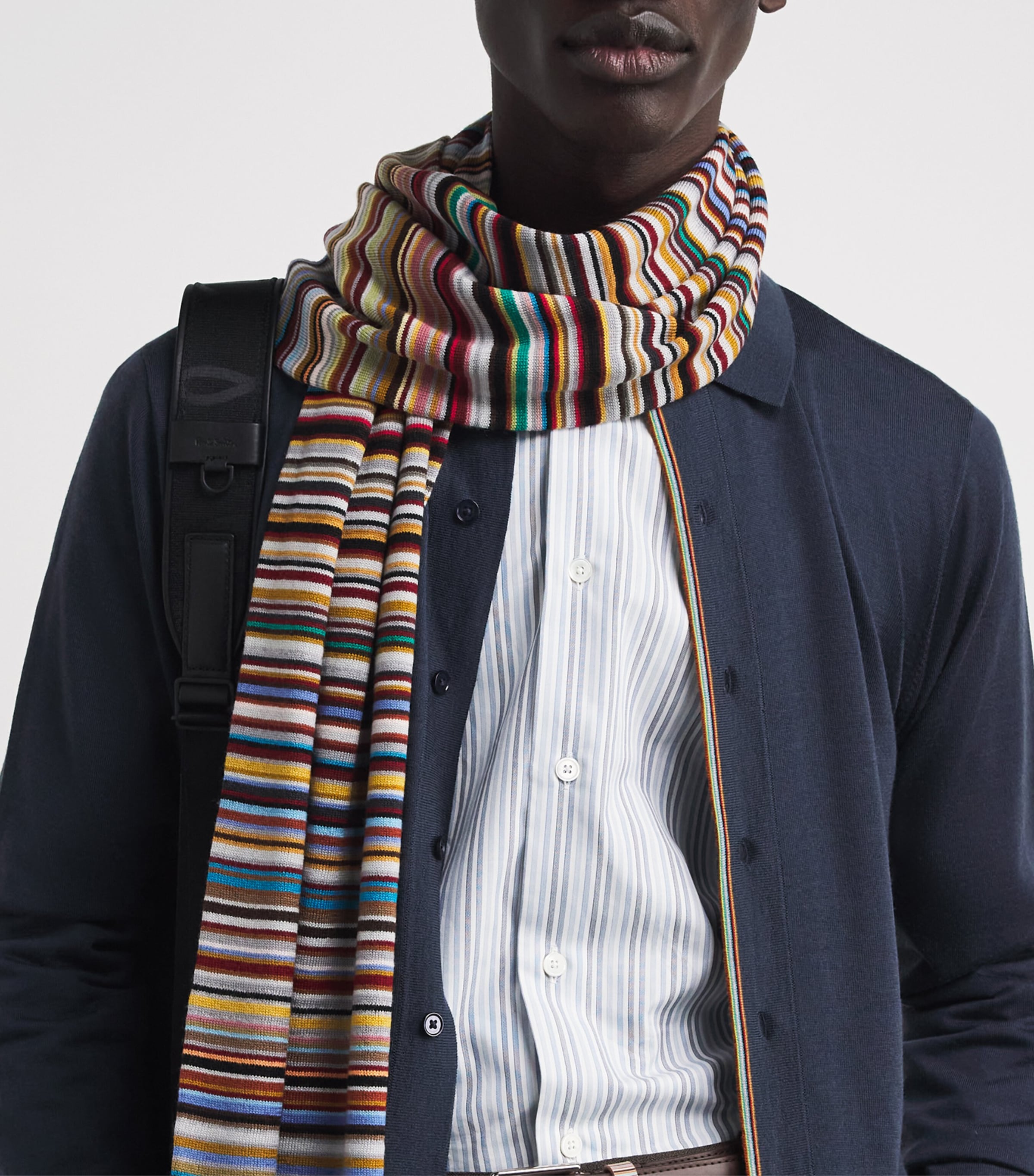 Leather Stripe Loop Belt BROWN Image 2