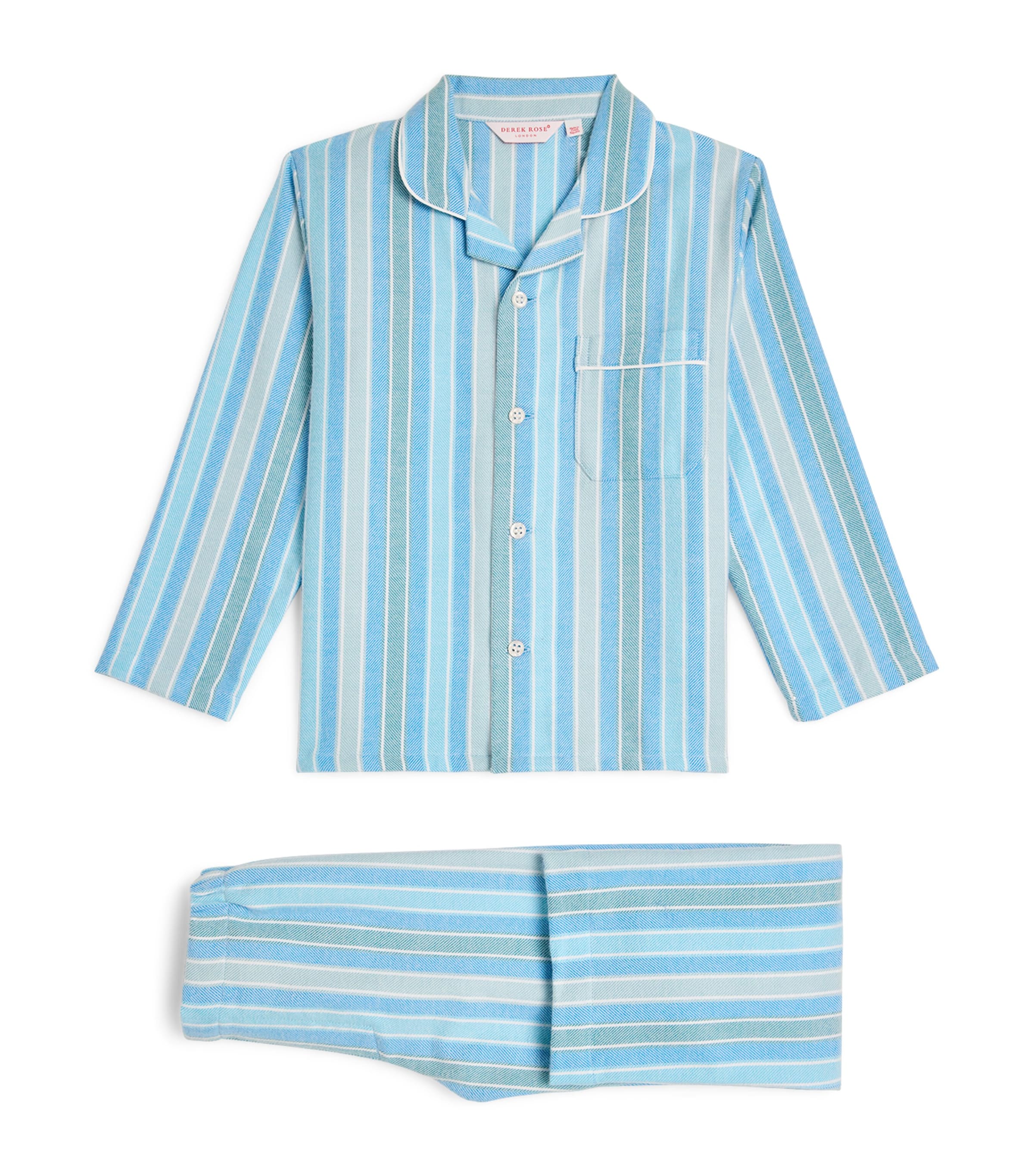 Derek Rose Cotton Kelburn Pyjama Set In Blue