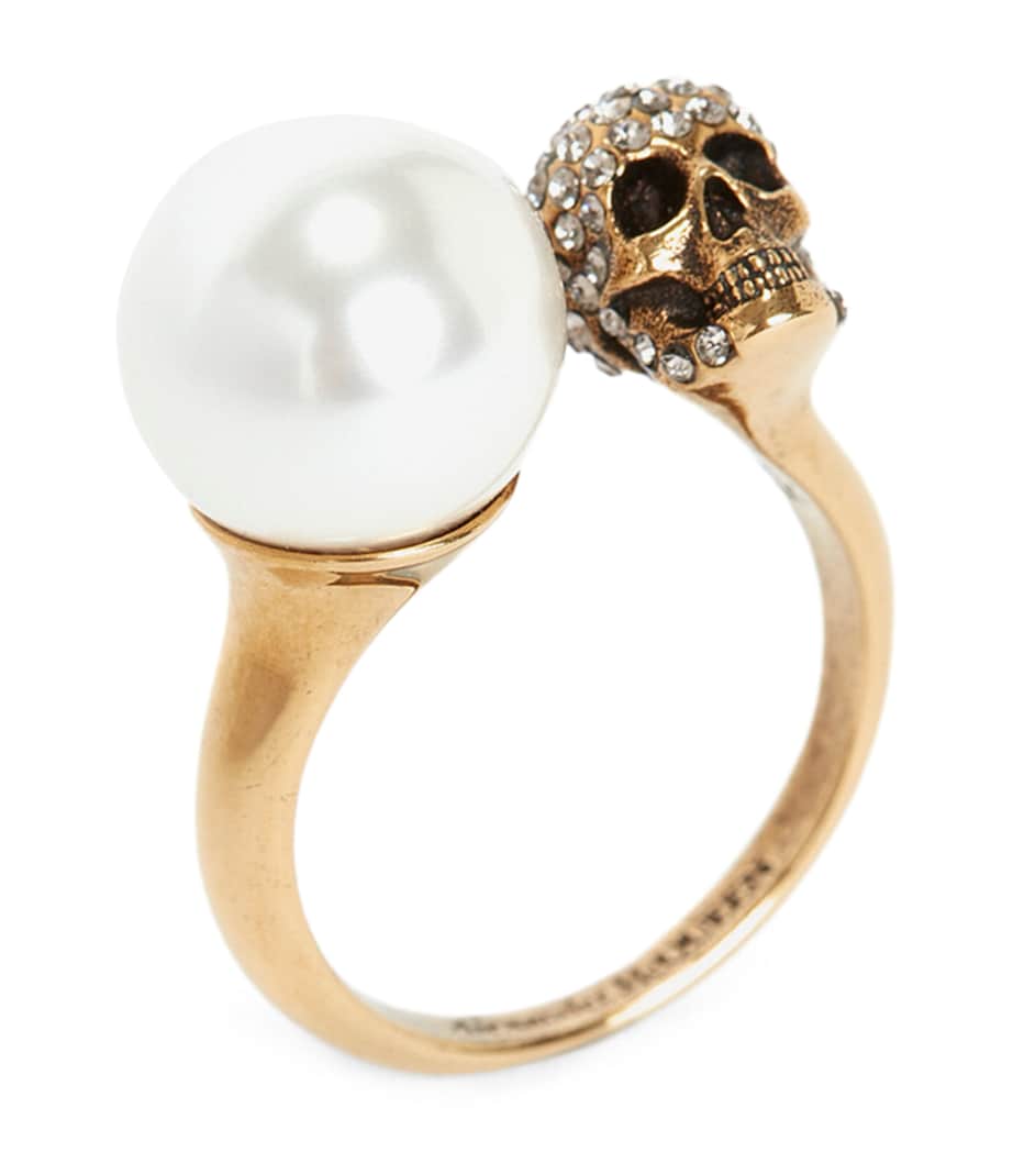 McQueen Faux Pearl and Skull Ring Image 2