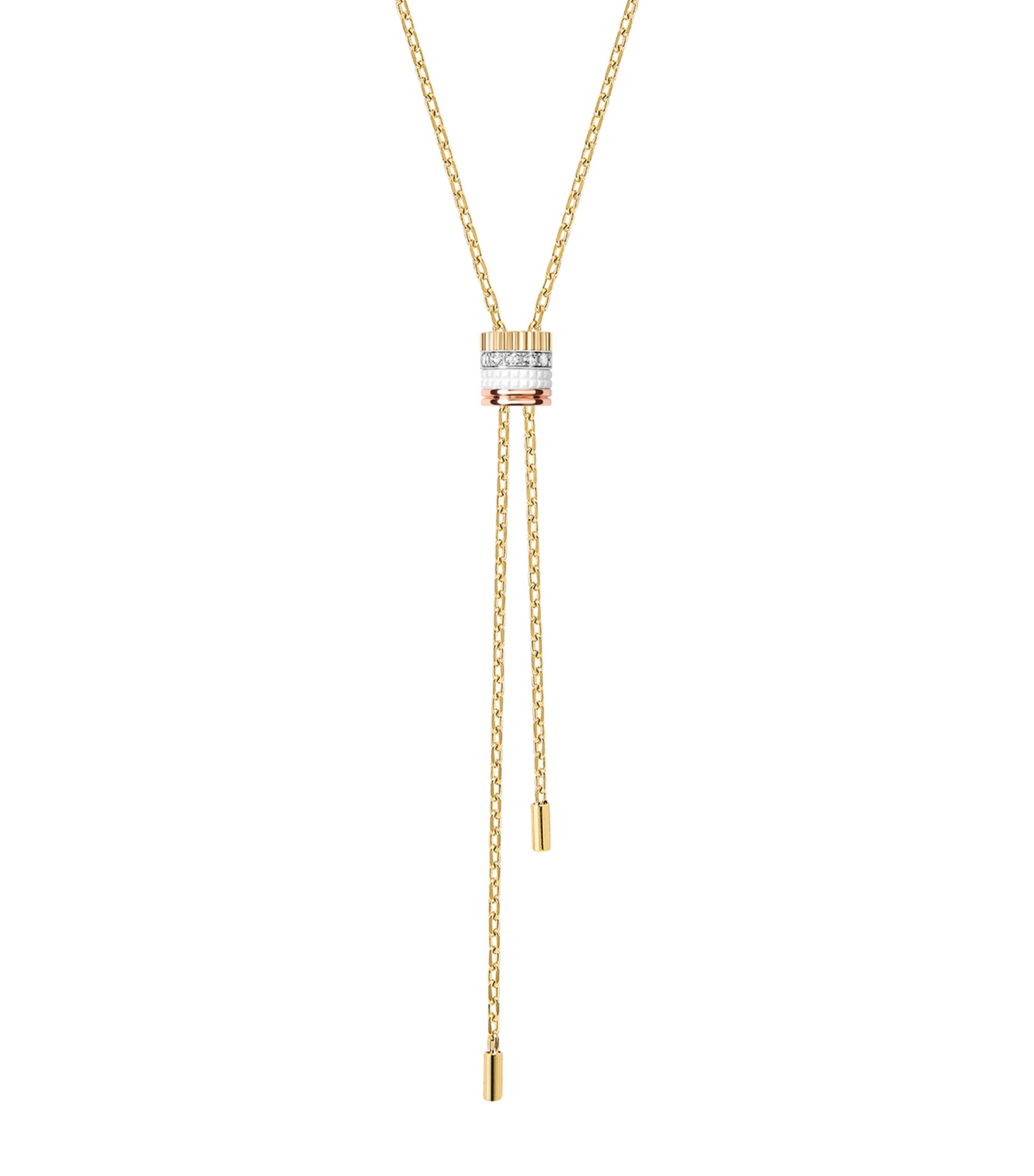 Small Yellow Gold Quatre White Tie Necklace GOLD Image 2