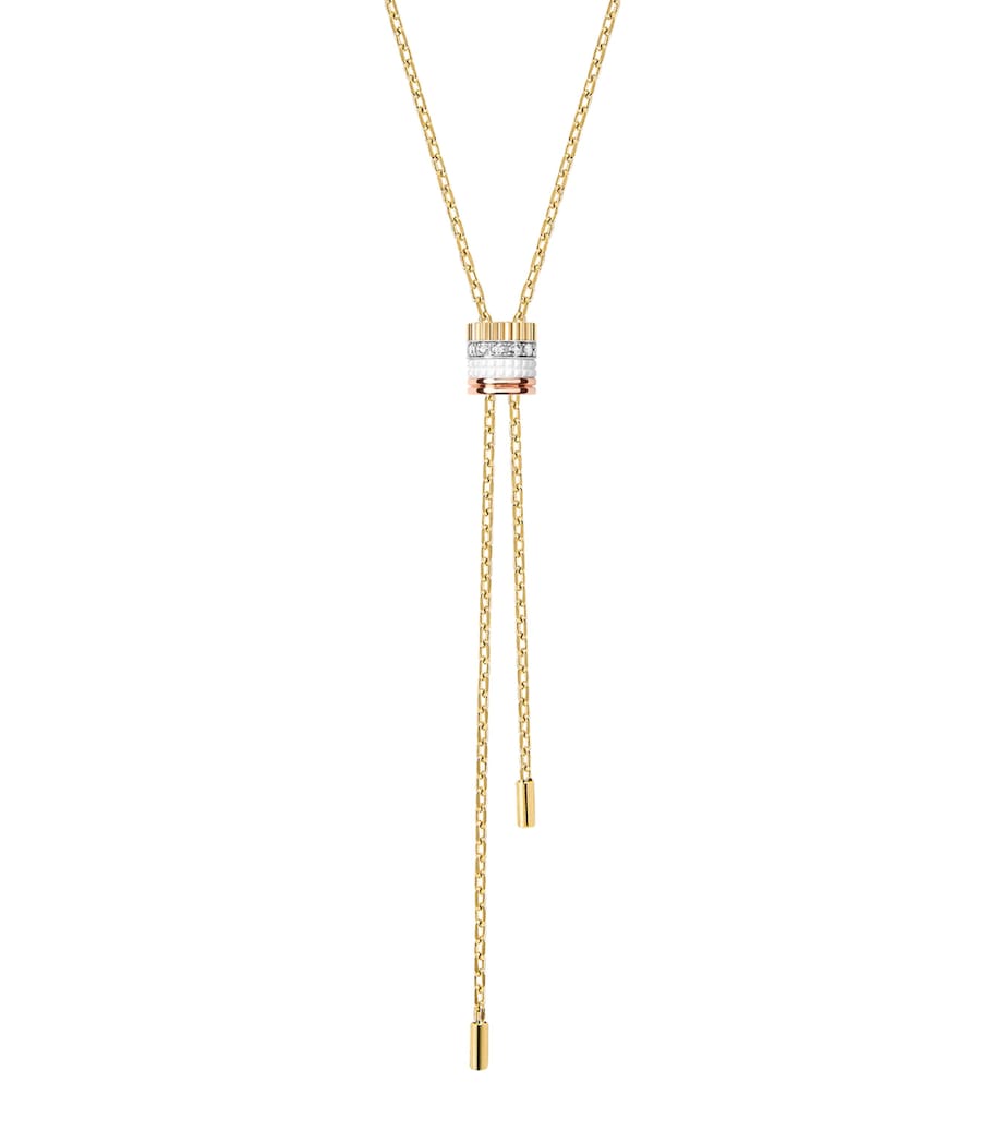 Small Yellow Gold Quatre White Tie Necklace GOLD Image 2