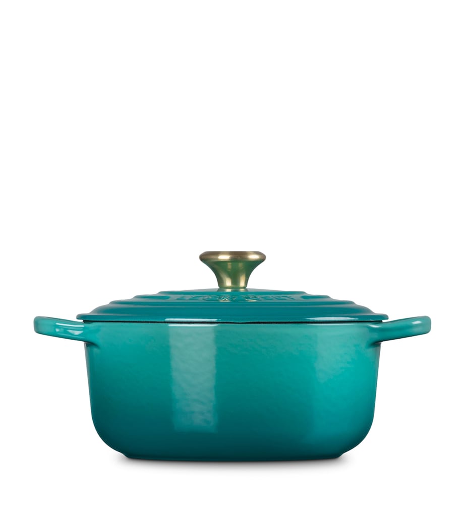 Le Creuset Cast Iron Round Casserole Dish (20cm) Bleu Riviera Image 2