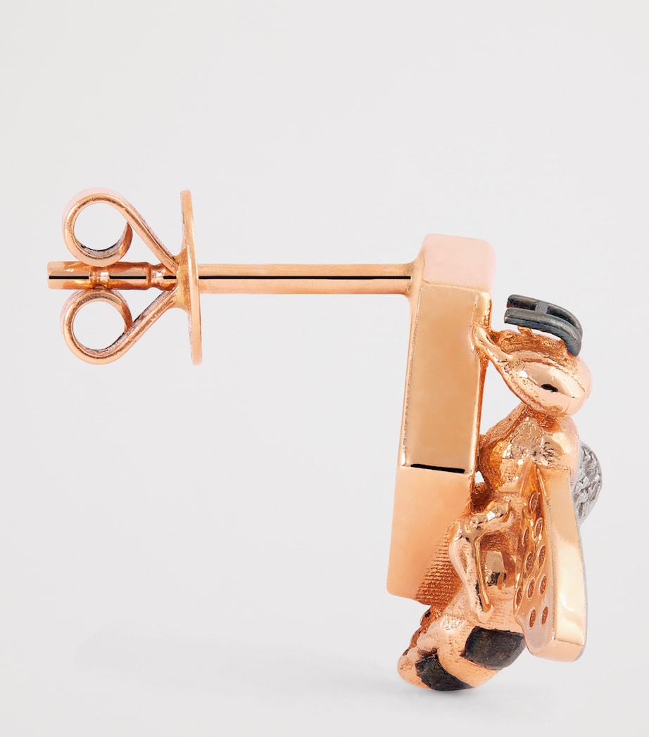 Rose Gold and Diamond Honeycomb Bee Earrings ROSE GOLD Image 4