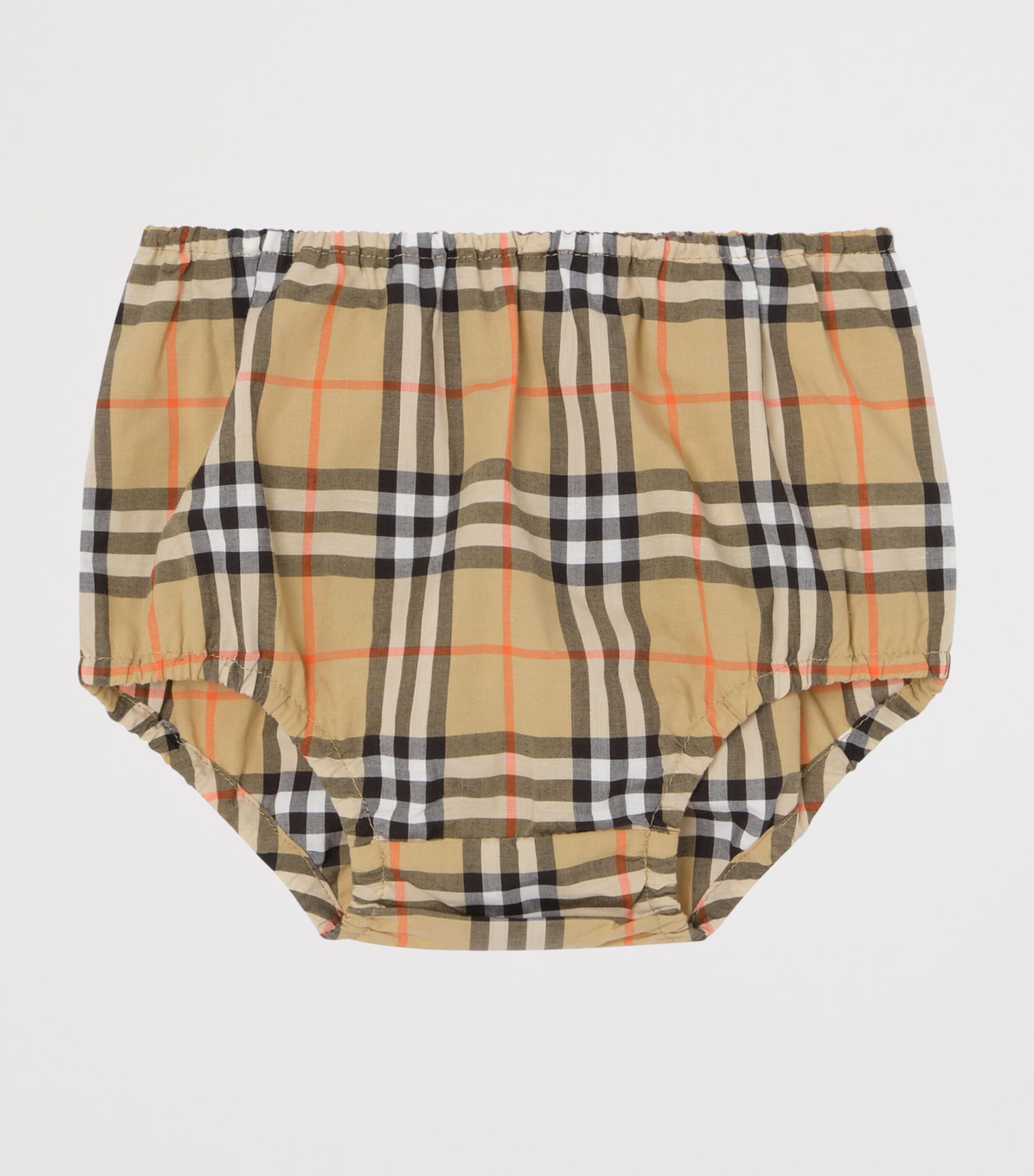 Burberry Kids Cotton Check Dress and Bloomers Set (1-18 Months) Sand Ip Check Image 4