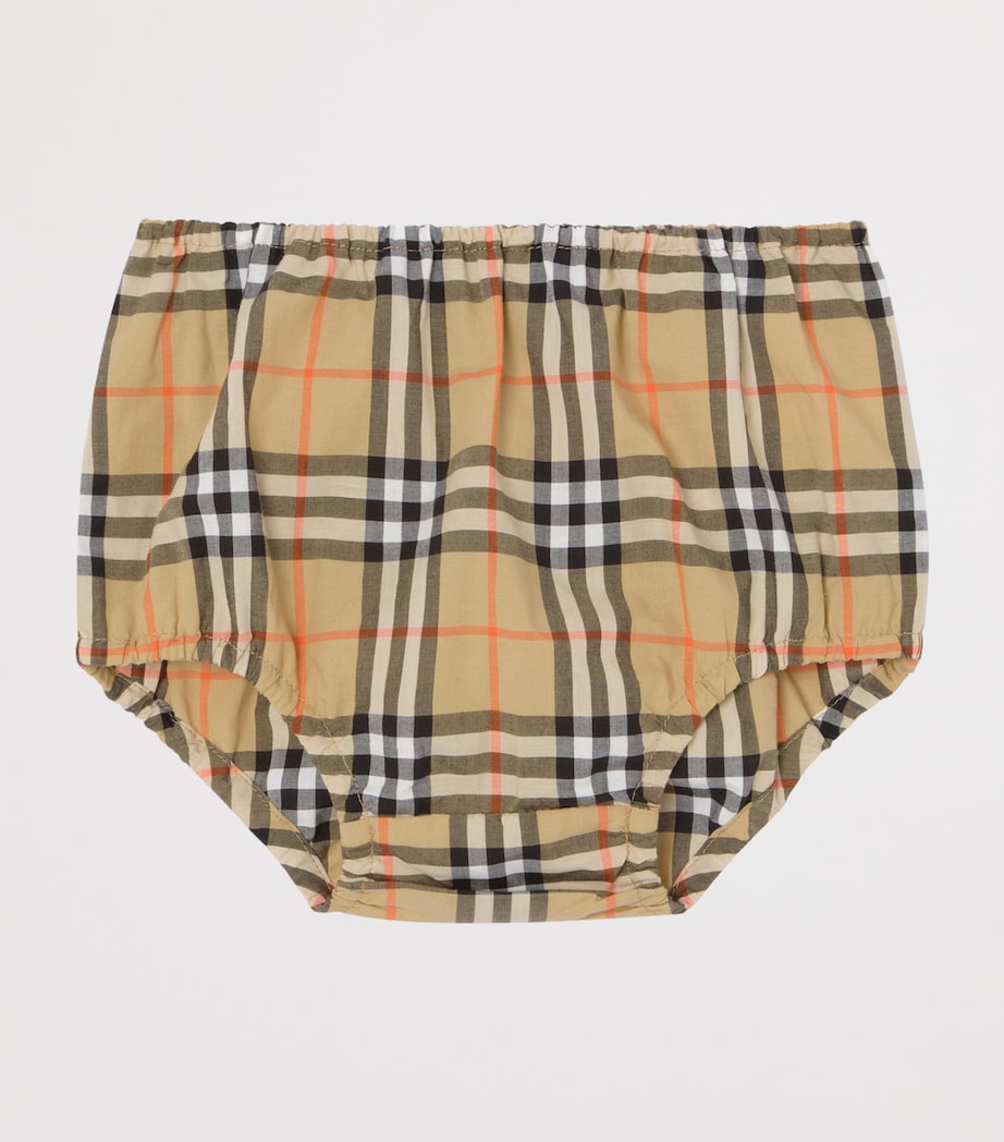 Burberry Kids Cotton Check Dress and Bloomers Set (1-18 Months) Sand Ip Check Image 4