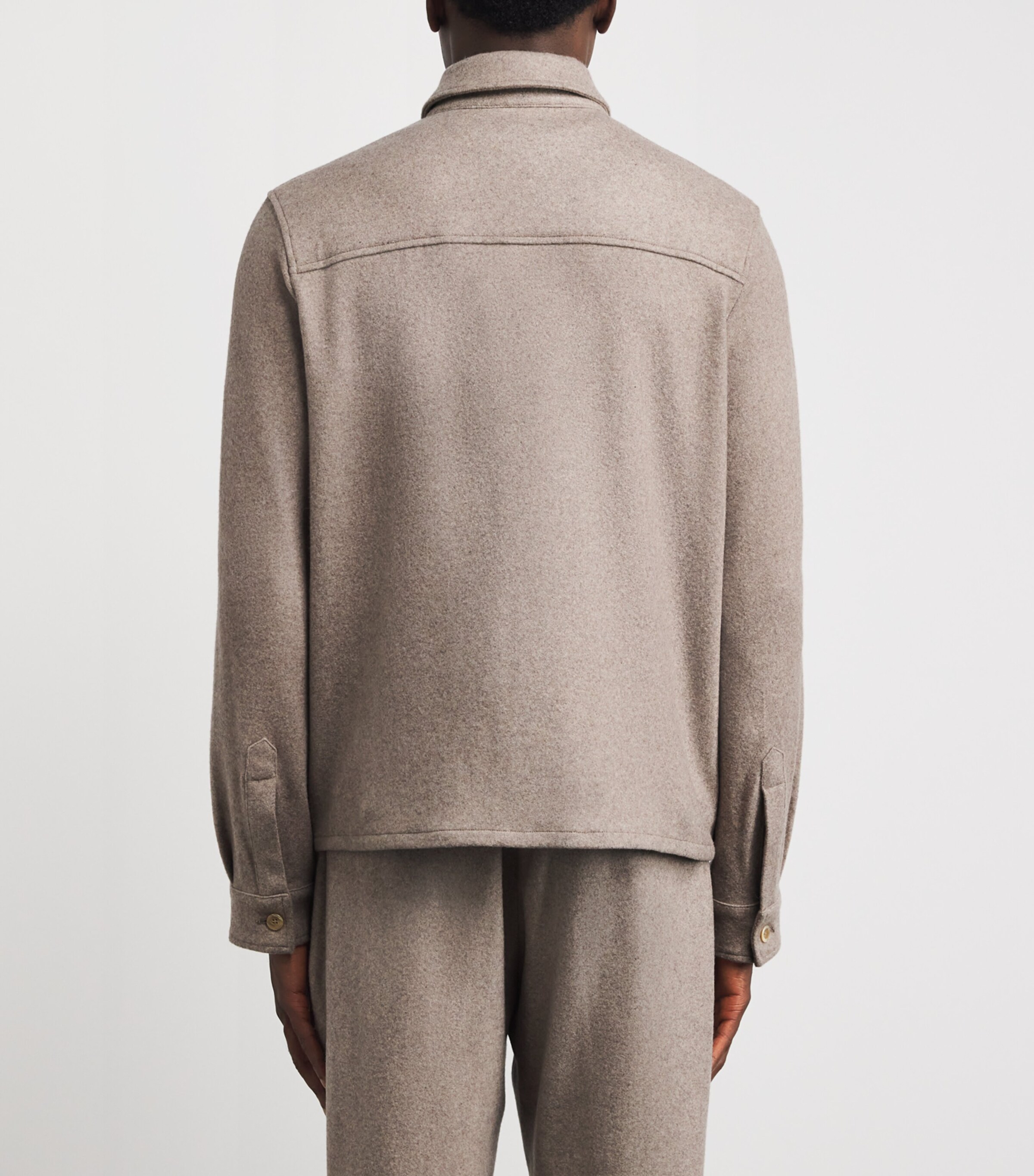 Marco Pescarolo Mens Cashmere 2-Way Zip Jacket Beige Image 4