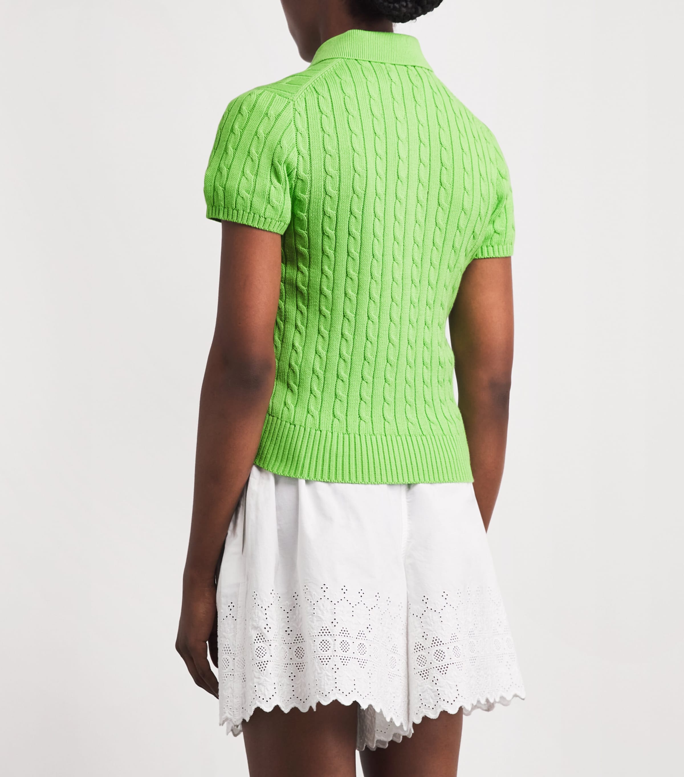 Polo Ralph Lauren Womens Cotton Cable-Knit Cardigan Riviera Green Image 5