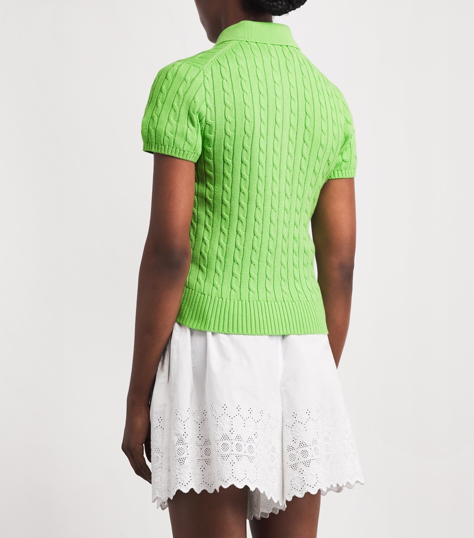 Polo Ralph Lauren Womens Cotton Cable-Knit Cardigan Riviera Green Image 5