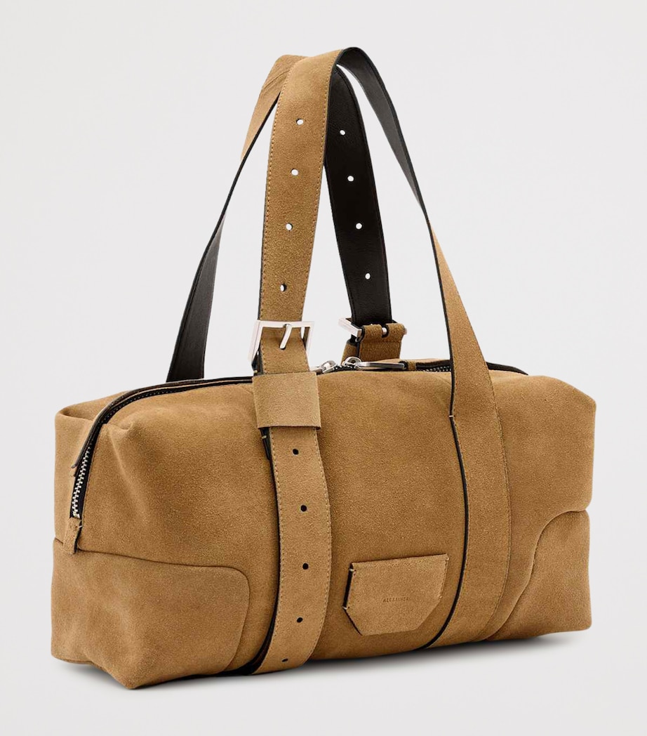 AllSaints Suede Ares Shoulder Bag Biscuit Brown Image 3