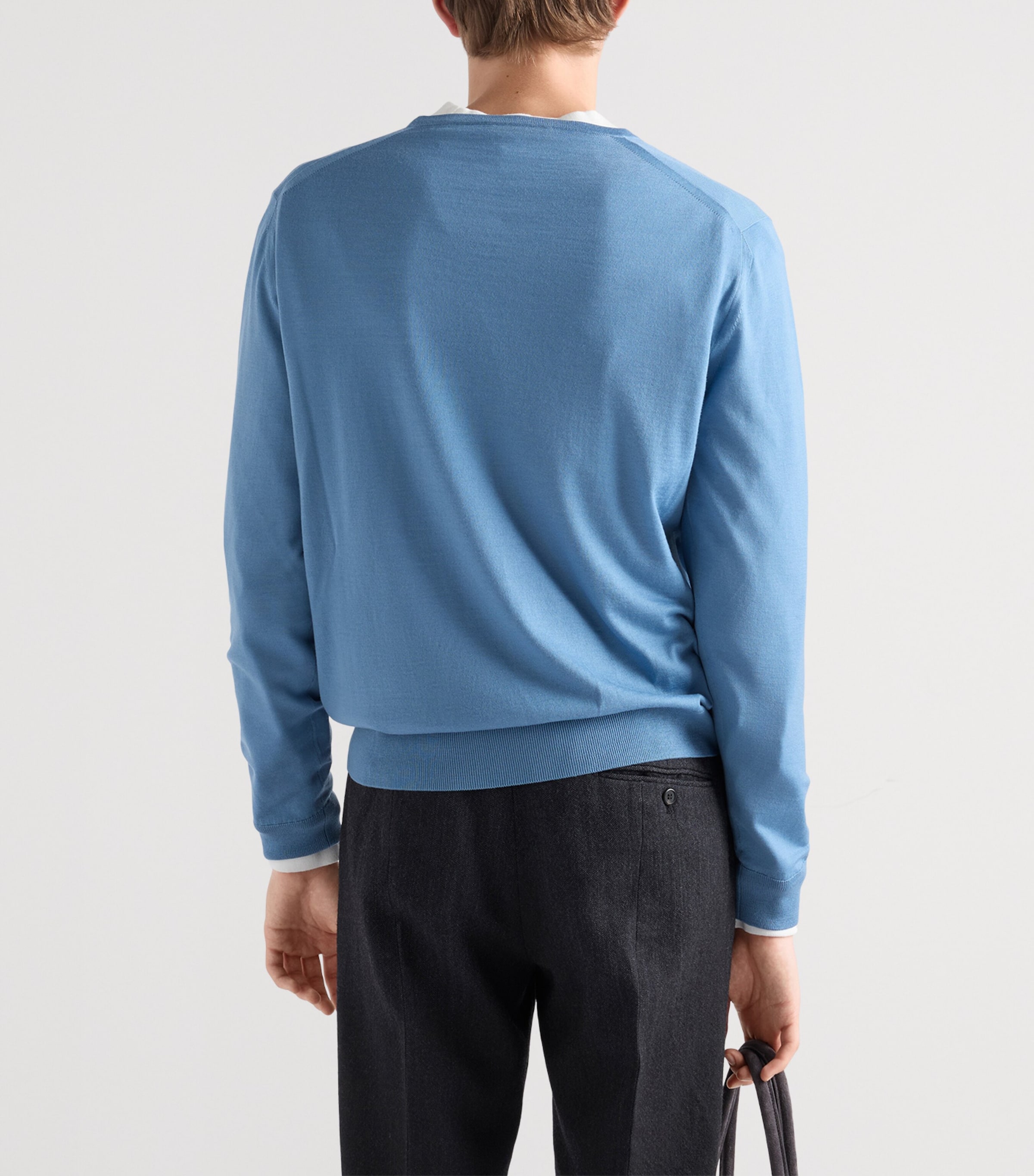 Prada Mens Wool Logo Sweater Blue Image 5