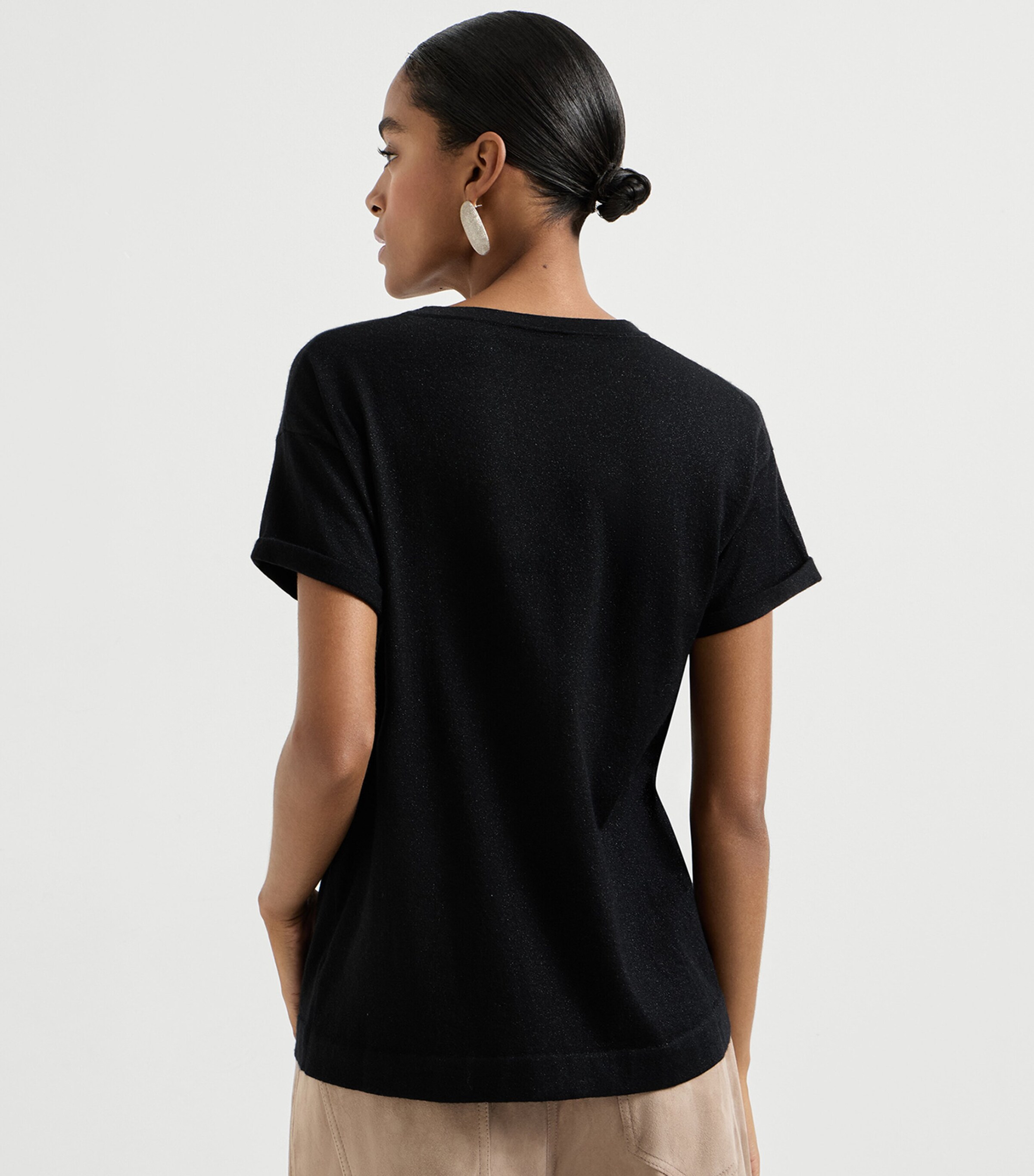Brunello Cucinelli Womens Cashmere-Blend Sparkling T-Shirt Image 5