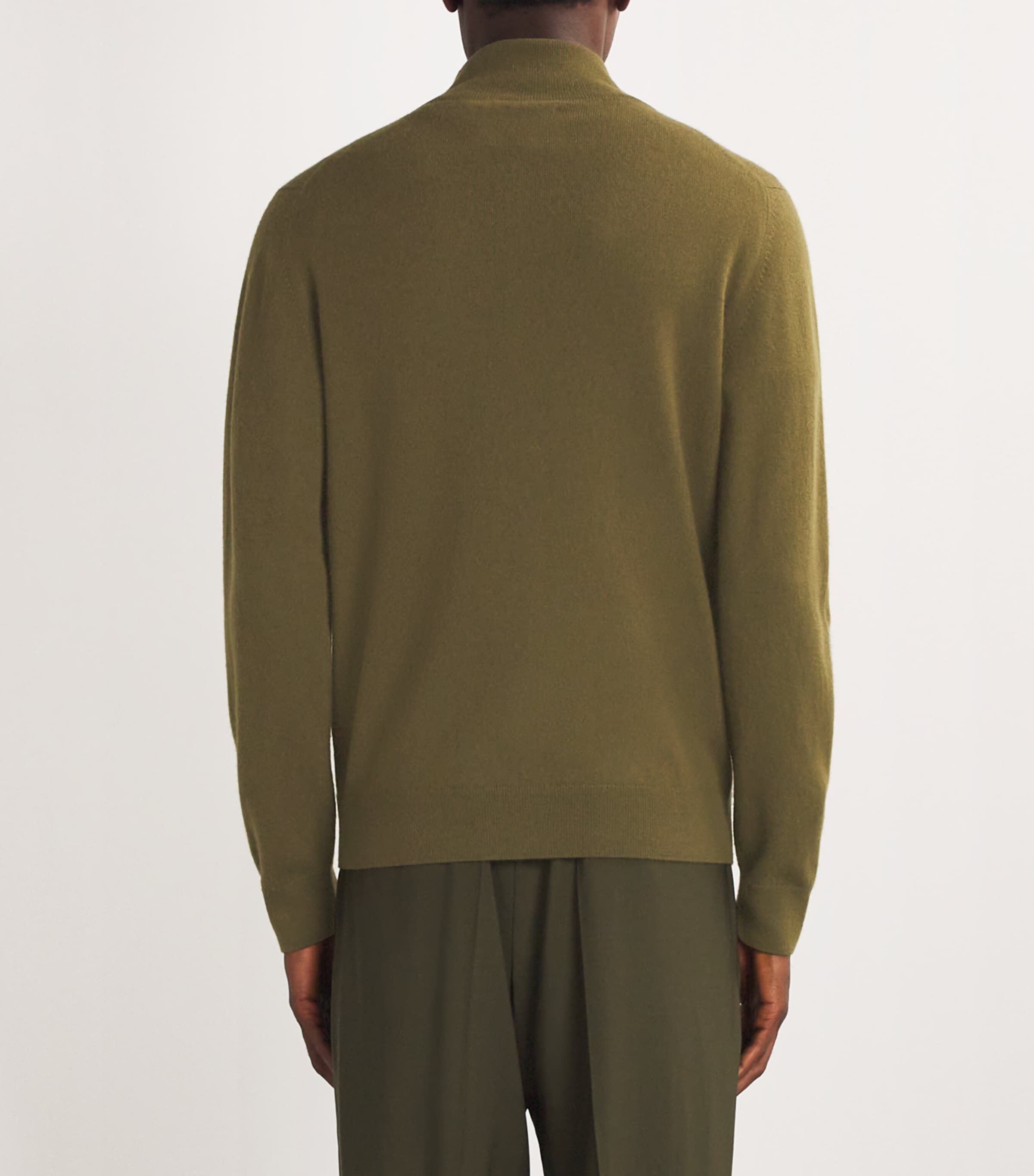 Cashmere Zip-Up Sweater OLIVE Image 4