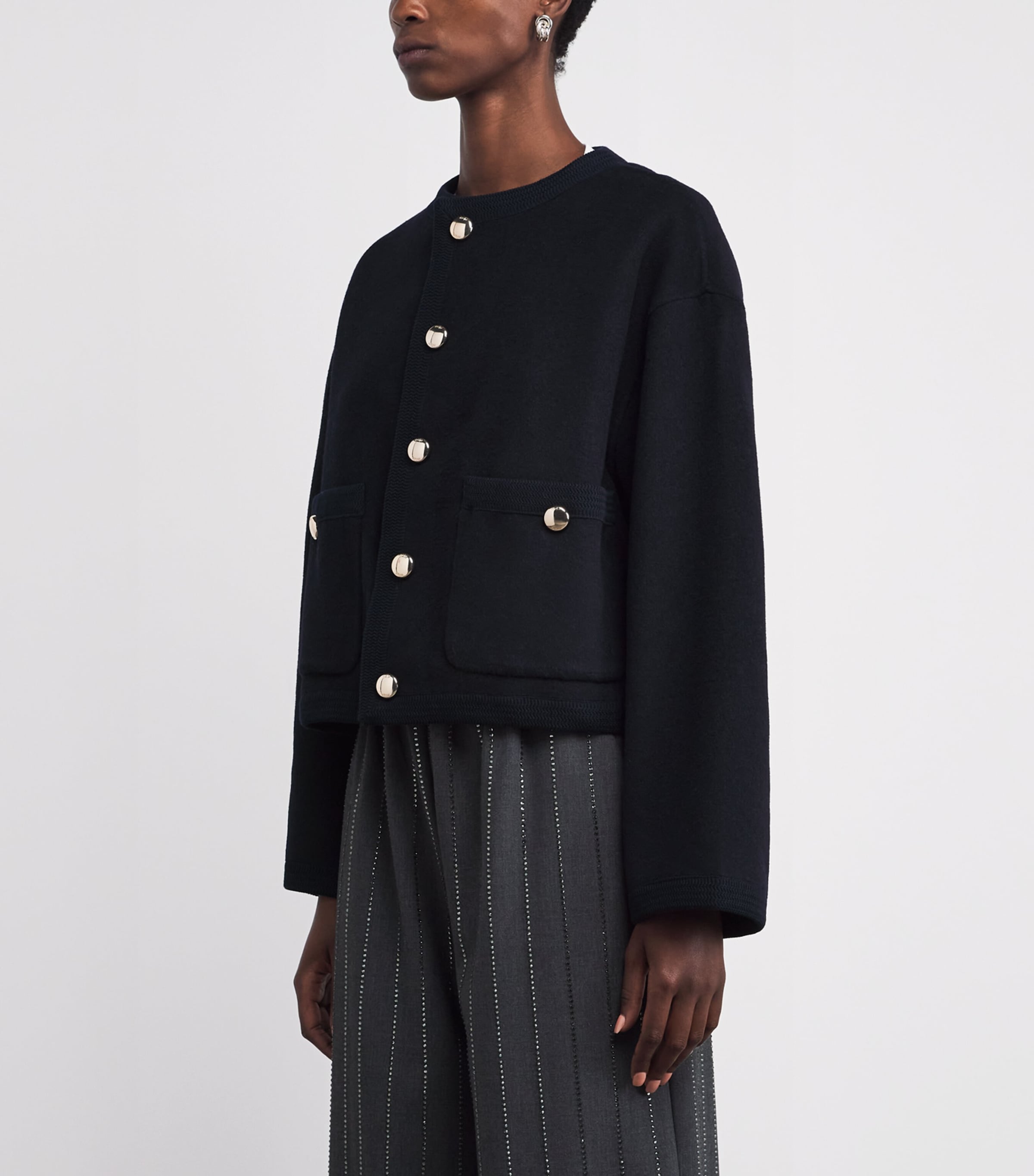 Wool-Blend Double-Faced Jacket NAVY Image 3