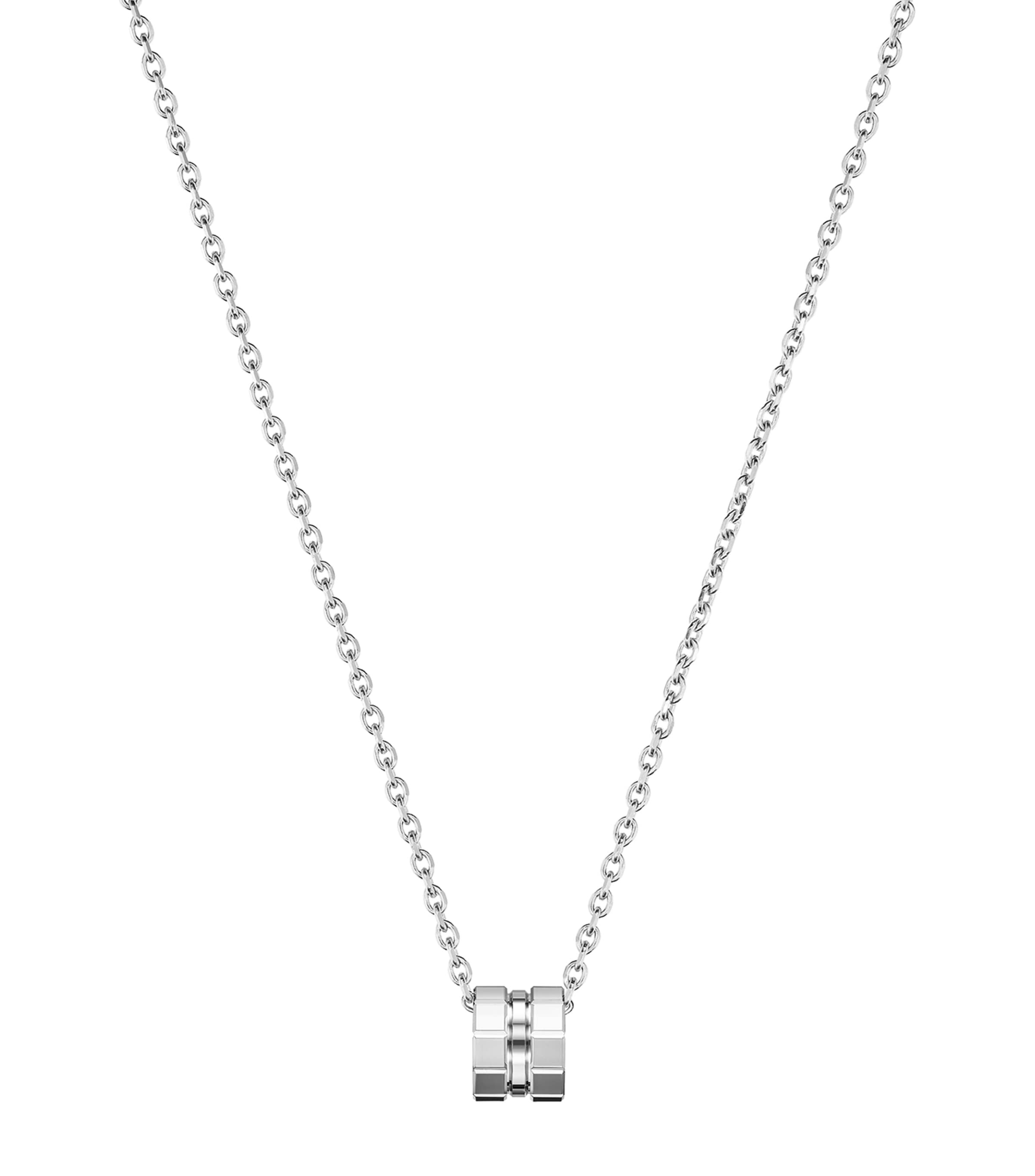 Chopard White Gold Ice Cube Necklace In Metallic