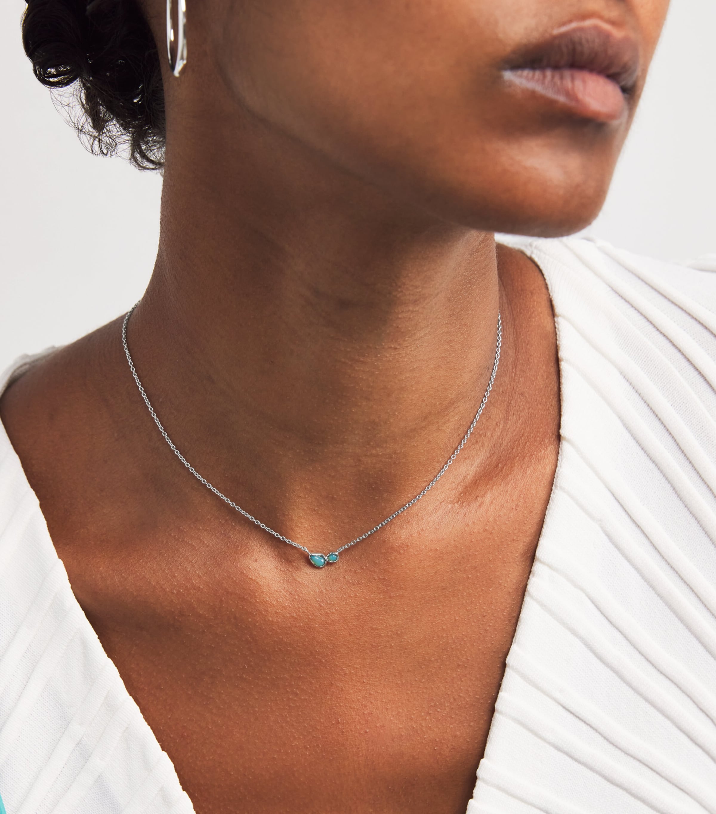 Sterling Silver Opal Cluster Charm Necklace SILVER Image 4