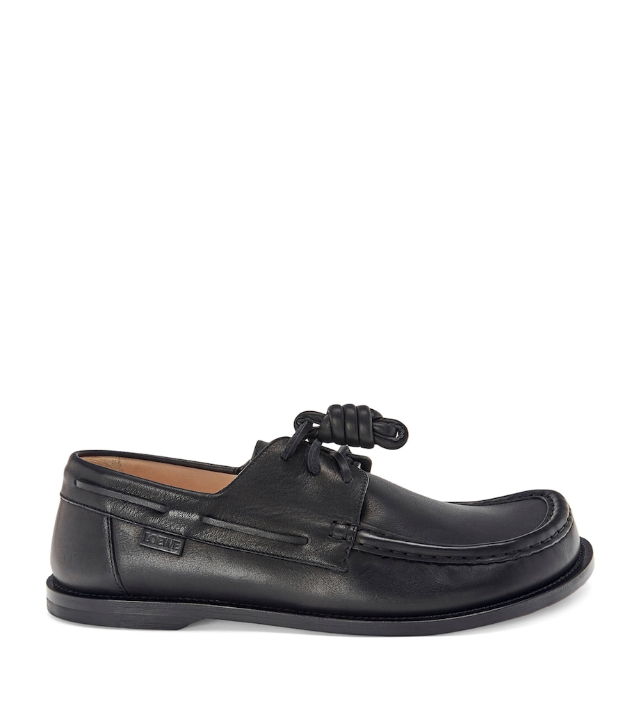 Leather Campo Boat Shoes BLACK Image 1