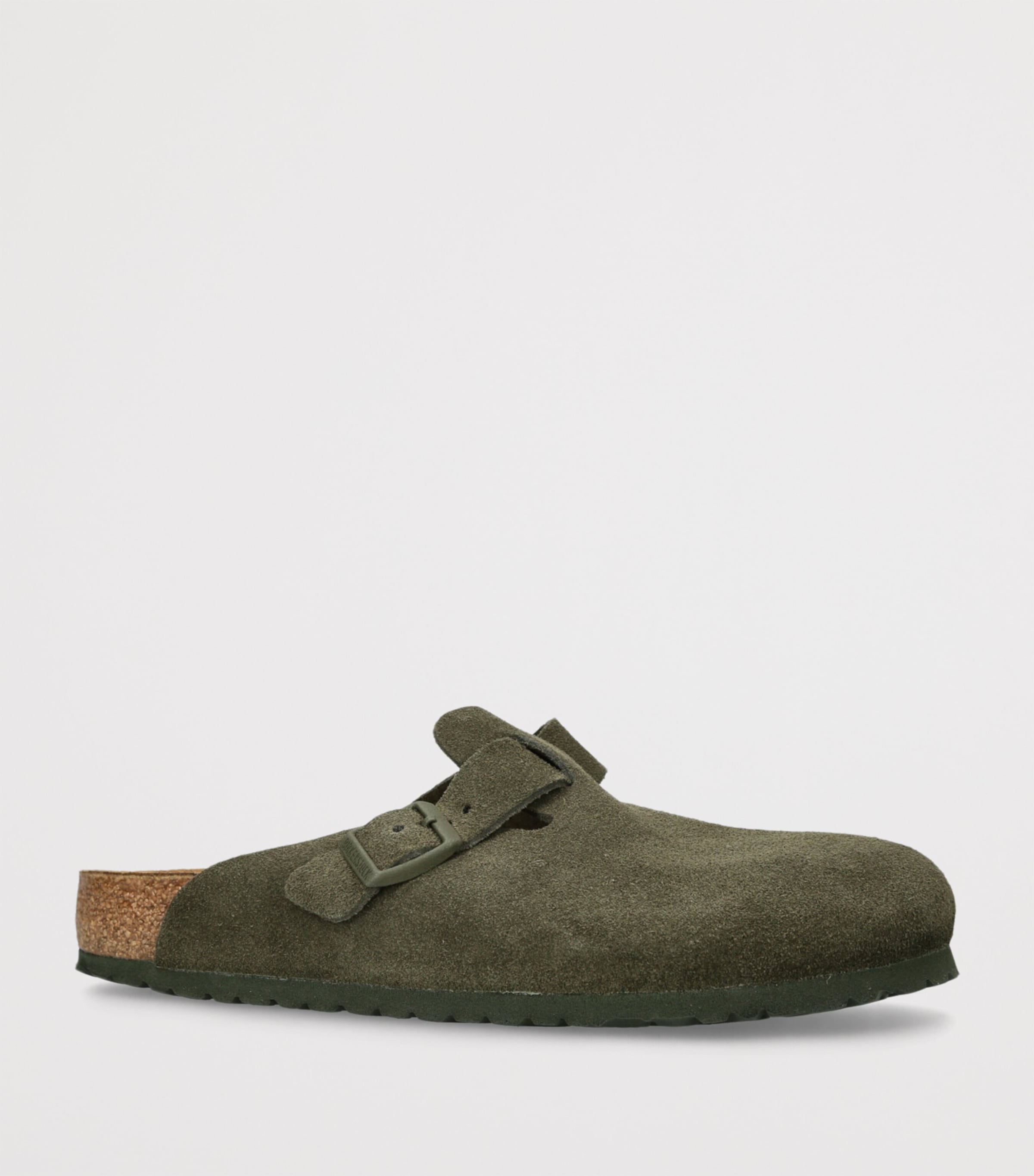 Birkenstock Suede Boston Clogs Dark Green Image 3