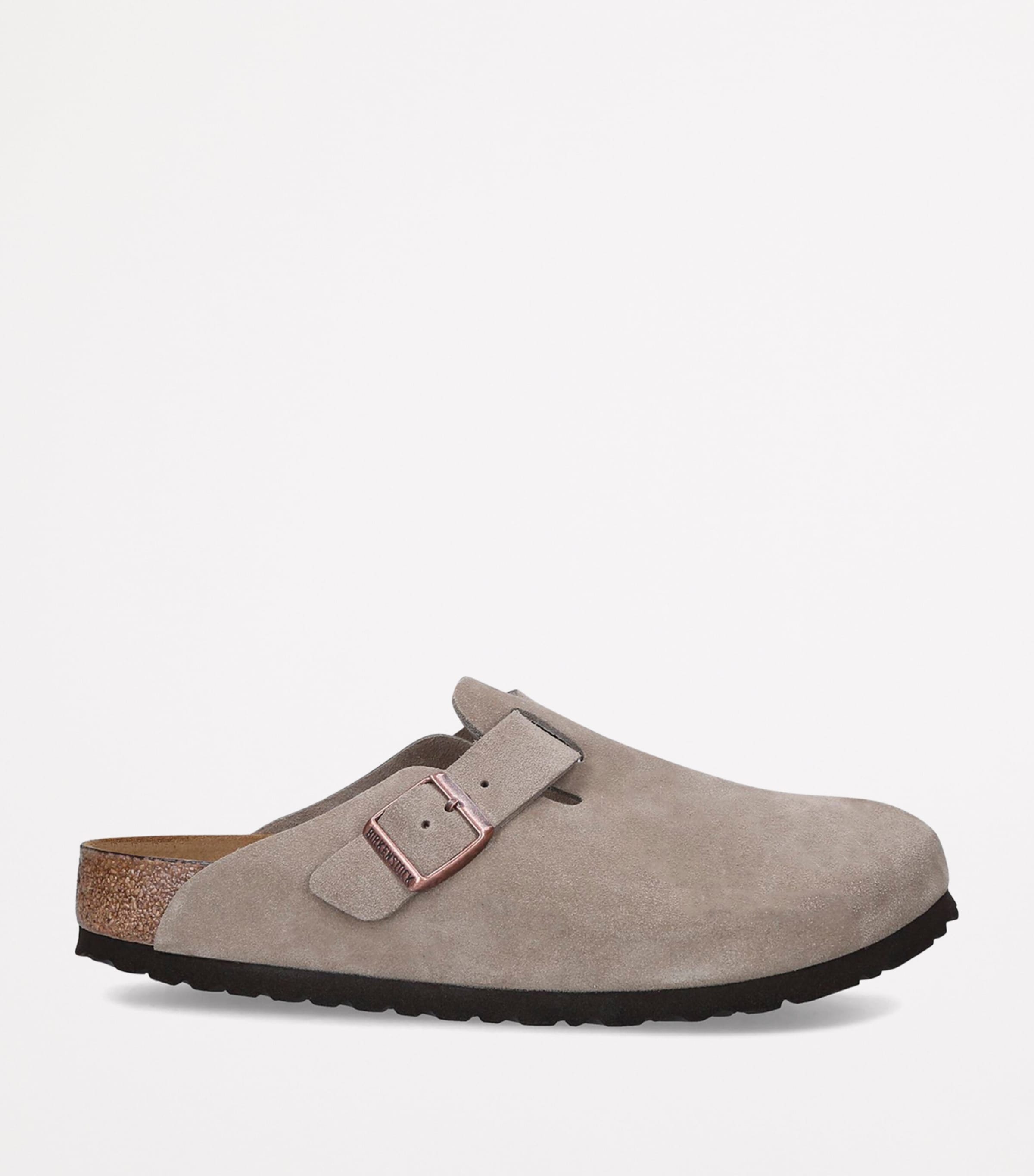 Birkenstock Suede Boston Clogs Taupe Image 4