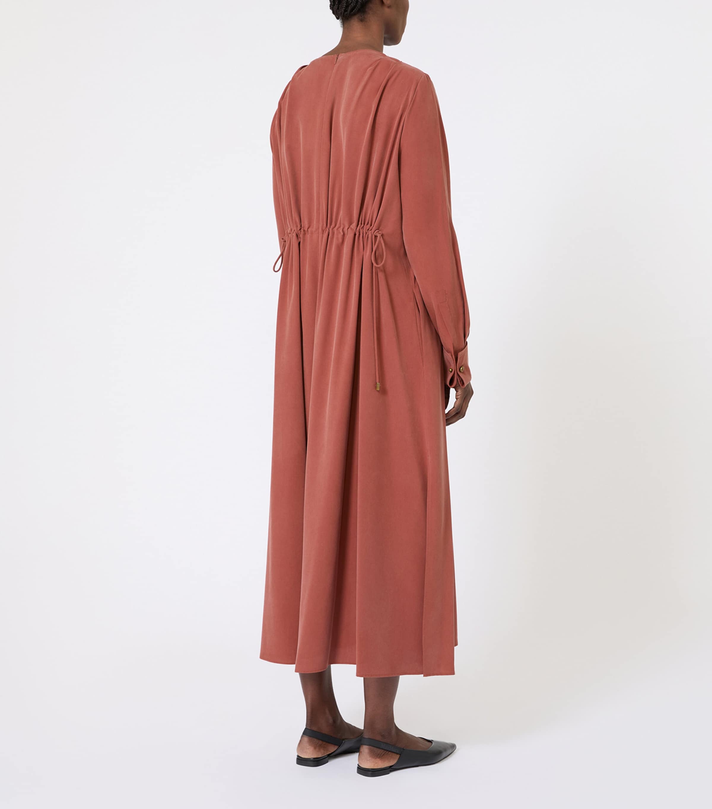 Silk Midi Dress TERRA COTTA Image 3