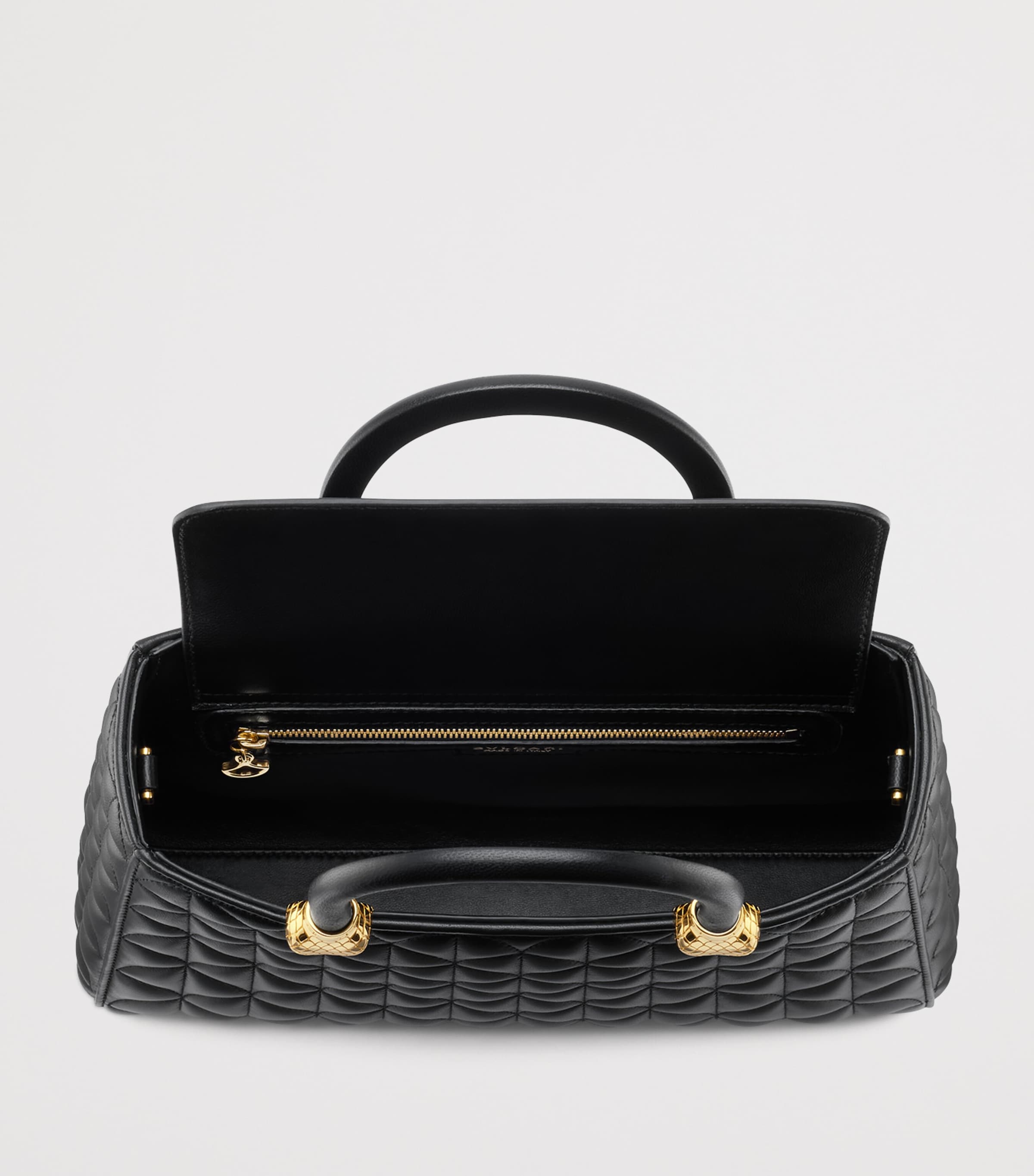 Bvlgari Leather Serpentine Duo Top-Handle Bag Black Image 3