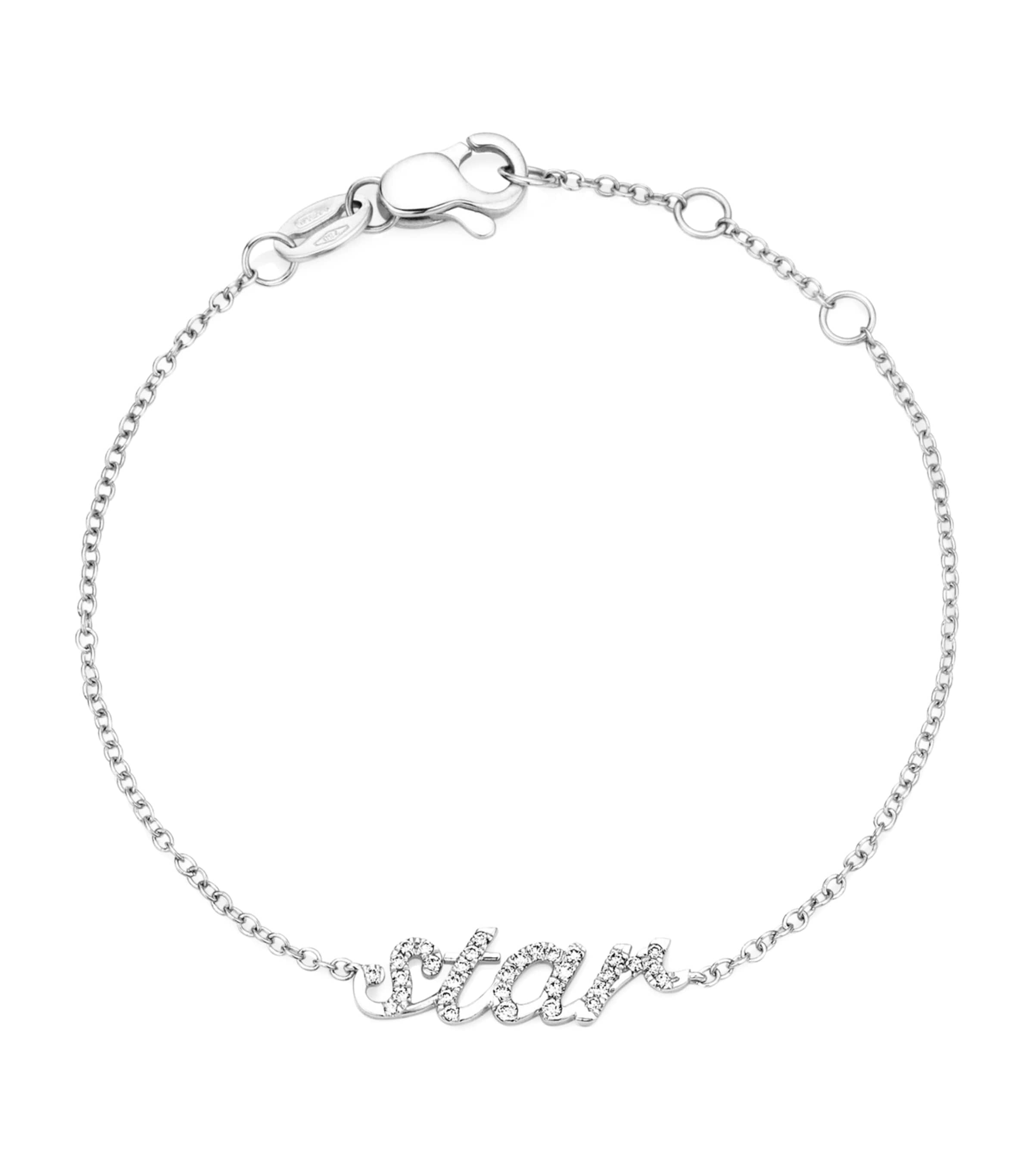 Noa Mini White Gold And Diamond Star Bracelet In Metallic