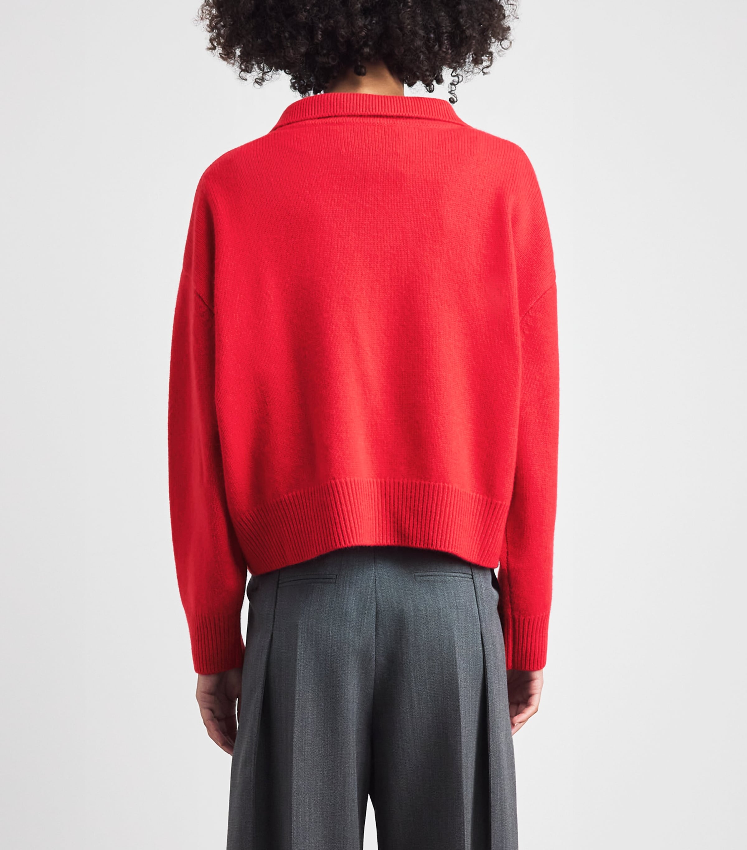 Soft Goat Womens Cashmere Polo Sweater Rouge Image 5