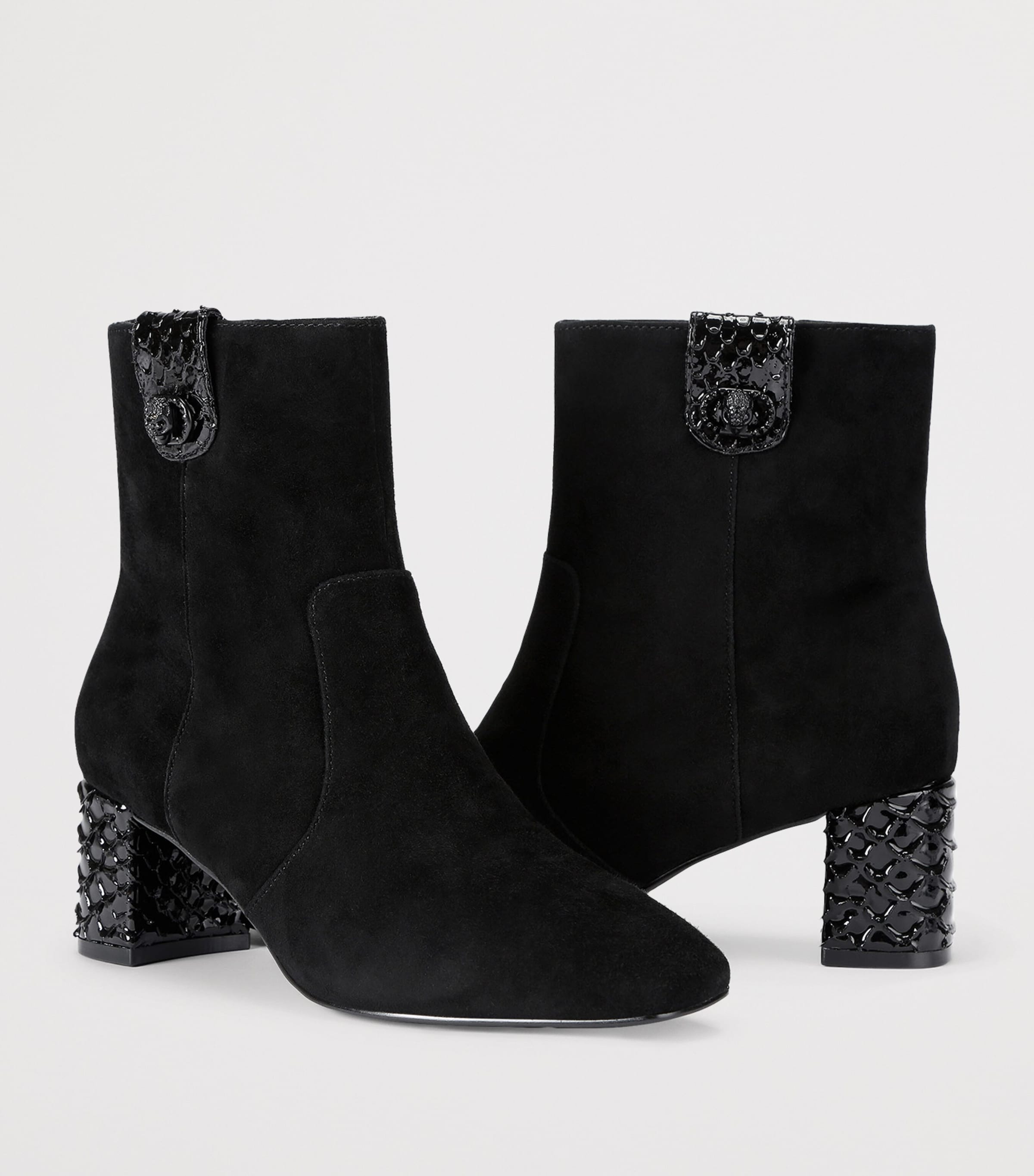 Suede Chelsea Trim Ankle Boots BLACK Image 3