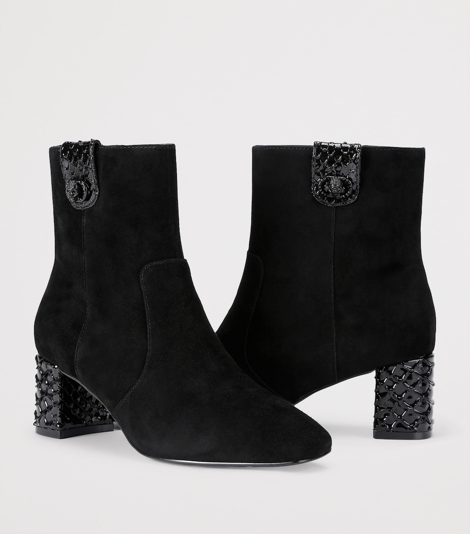 Suede Chelsea Trim Ankle Boots BLACK Image 3
