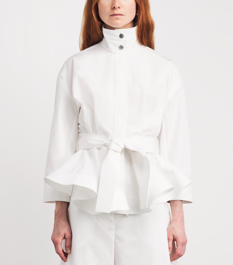 Jacquemus Womens Cotton Cabana Belted Shirt Jacket White Image 4