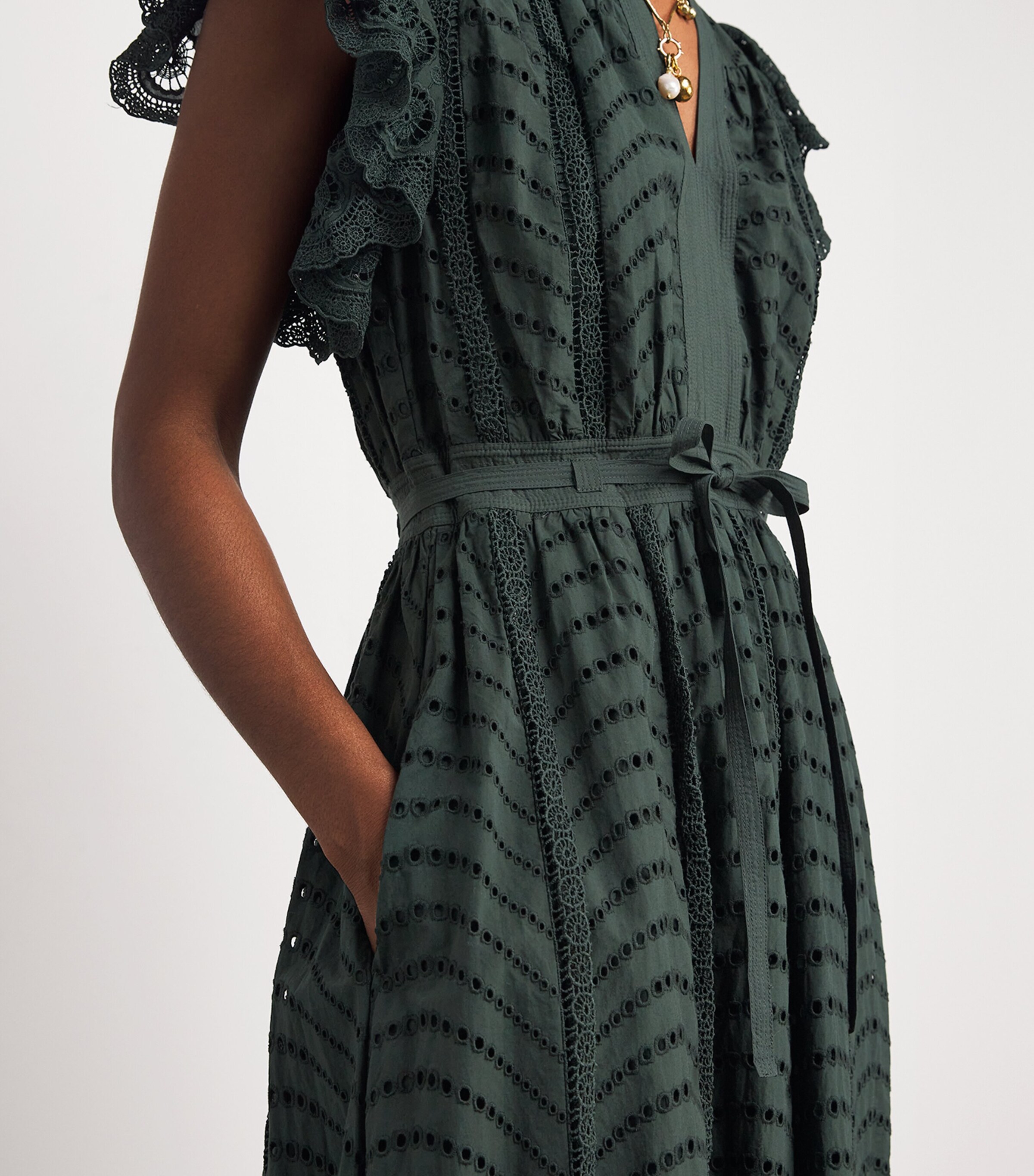 Cotton Embroidered Olga Midi Dress CYPRESS Image 4