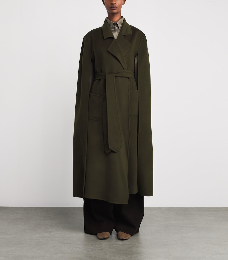 Cashmere On Set Cape Maxi Coat MOSS Image 3