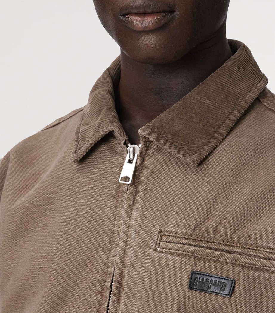 AllSaints Mens Organic Cotton Canvas Korey Jacket Mire Brown Image 6