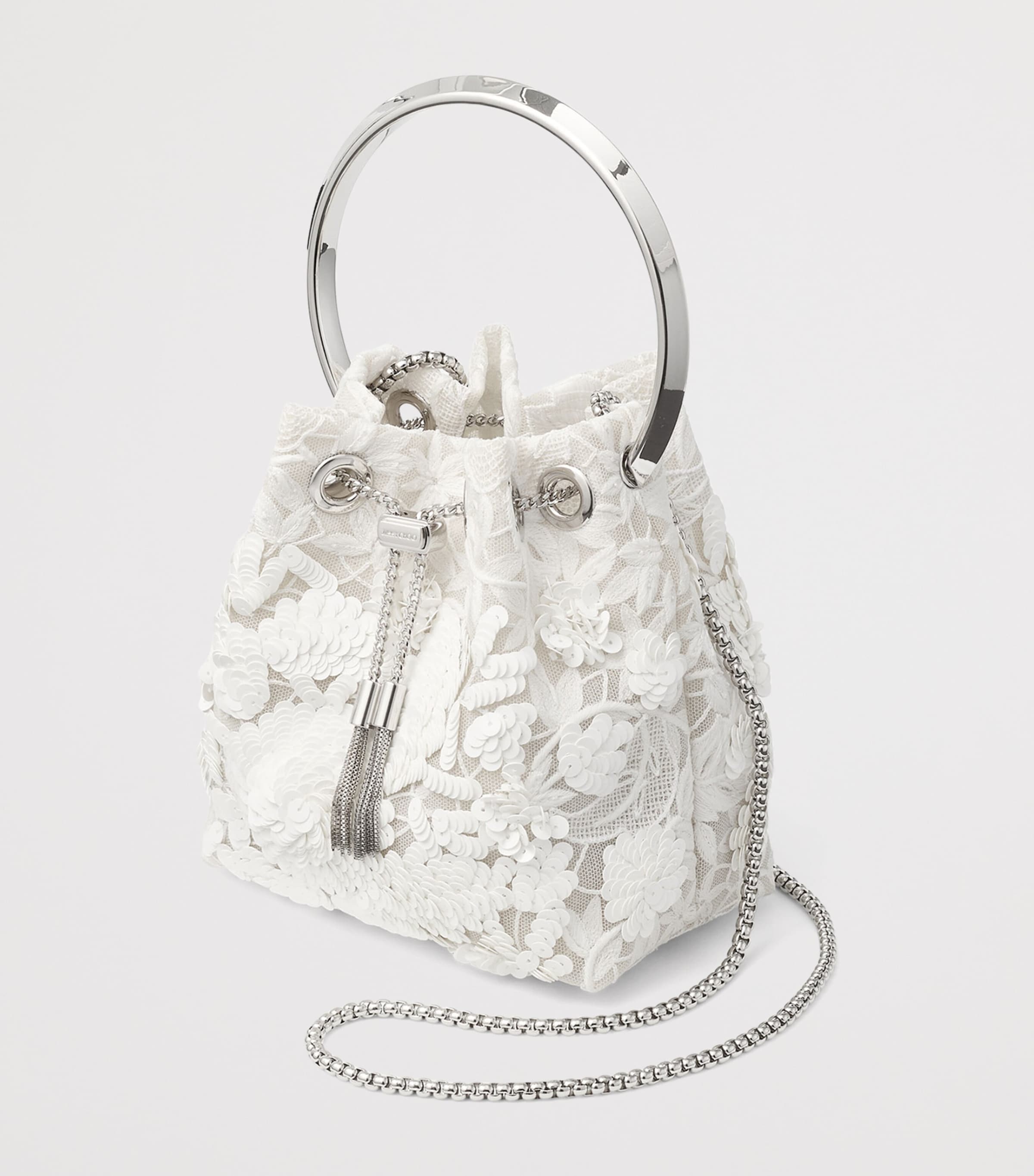 Jimmy Choo Embellished Lace Bon Bon Top-Handle Bag Ivory/silver Image 3