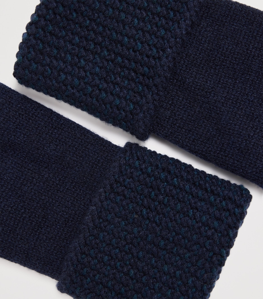 Cashmere Seed-Stitch Cuff Gloves Q25307 NAVY/ GREEN Image 3